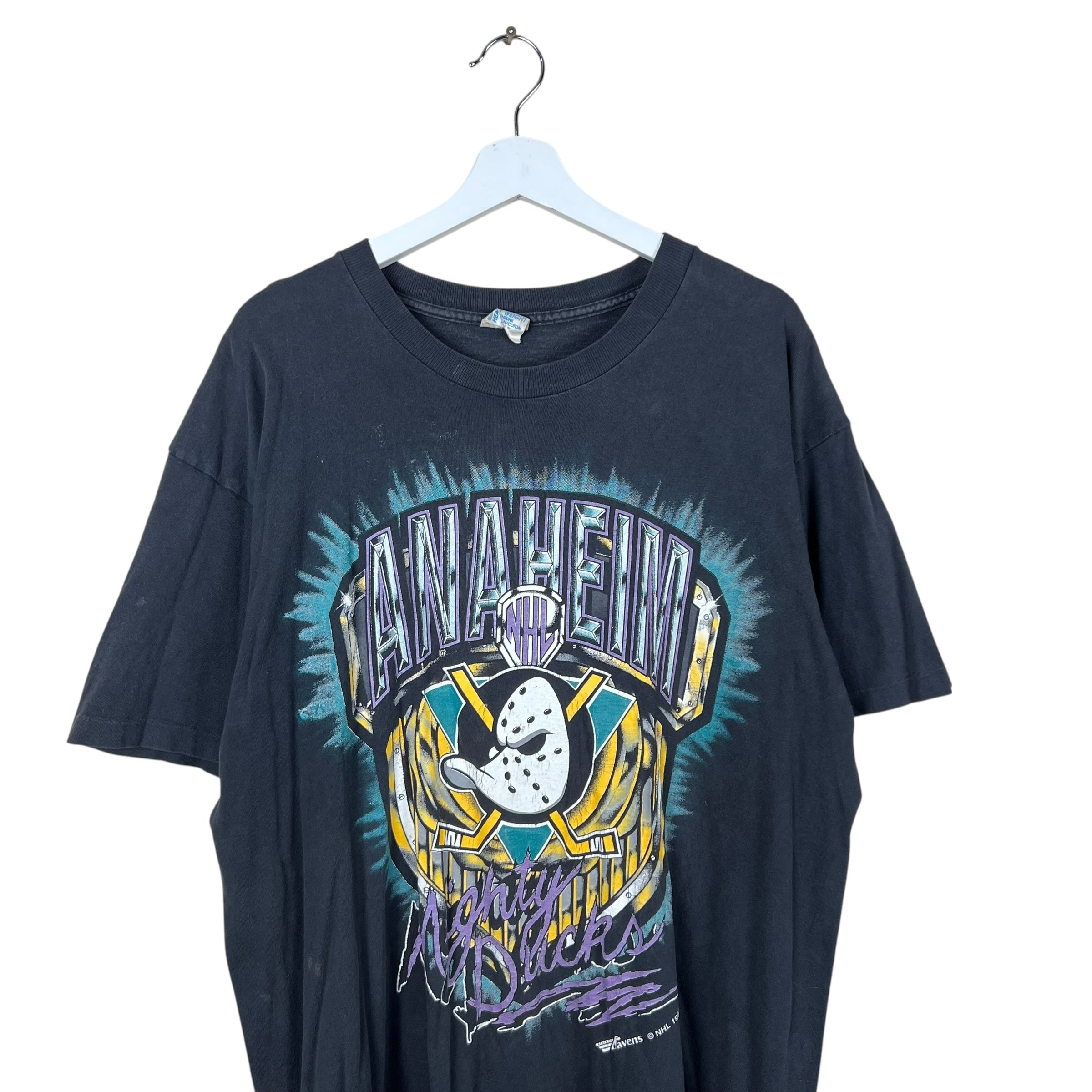 1993 Ravens Athletics Anaheim Mighty Ducks Ducks Big Logo Tee Black