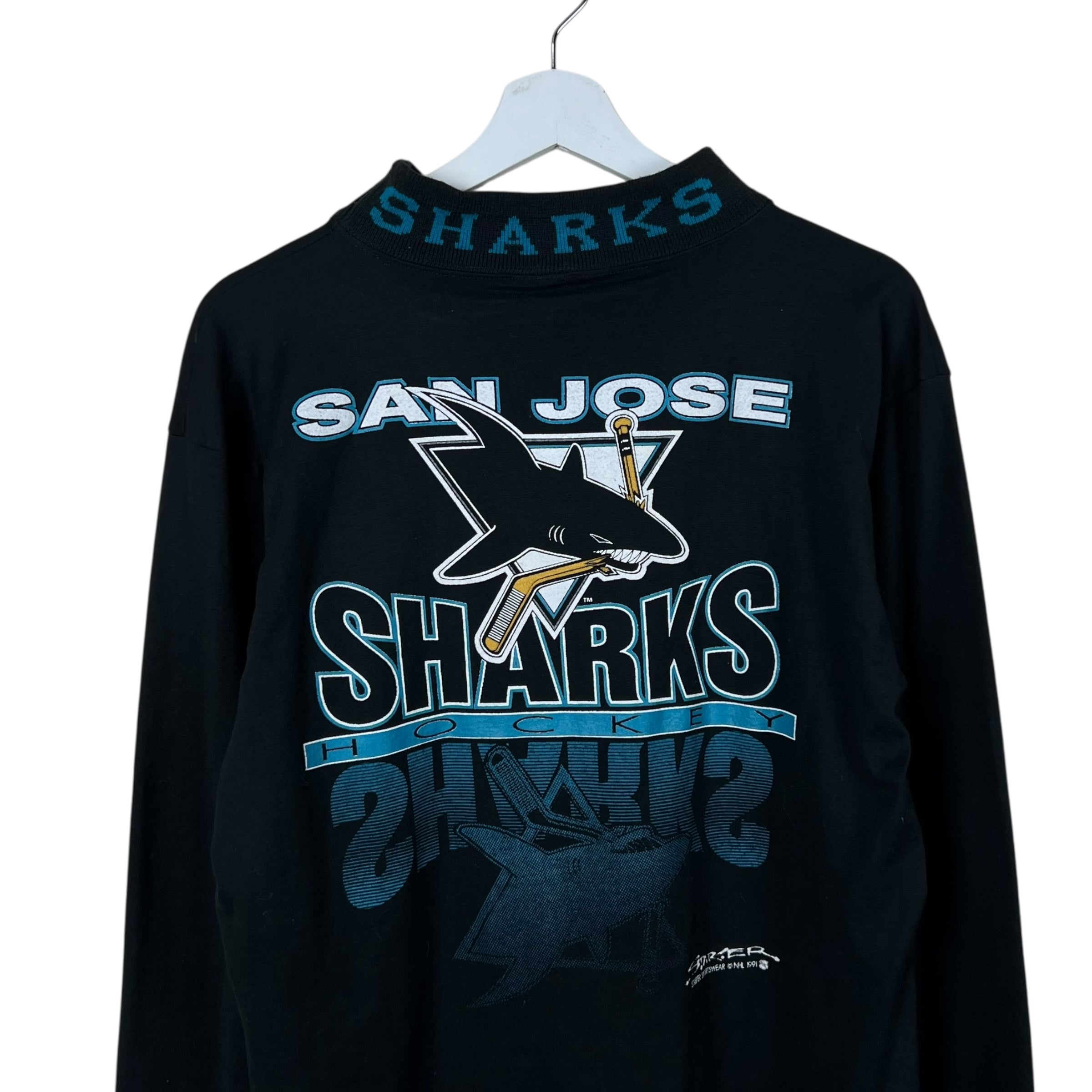 1991 Starter NHL San Jose Sharks Mock Neck Longsleeve Black