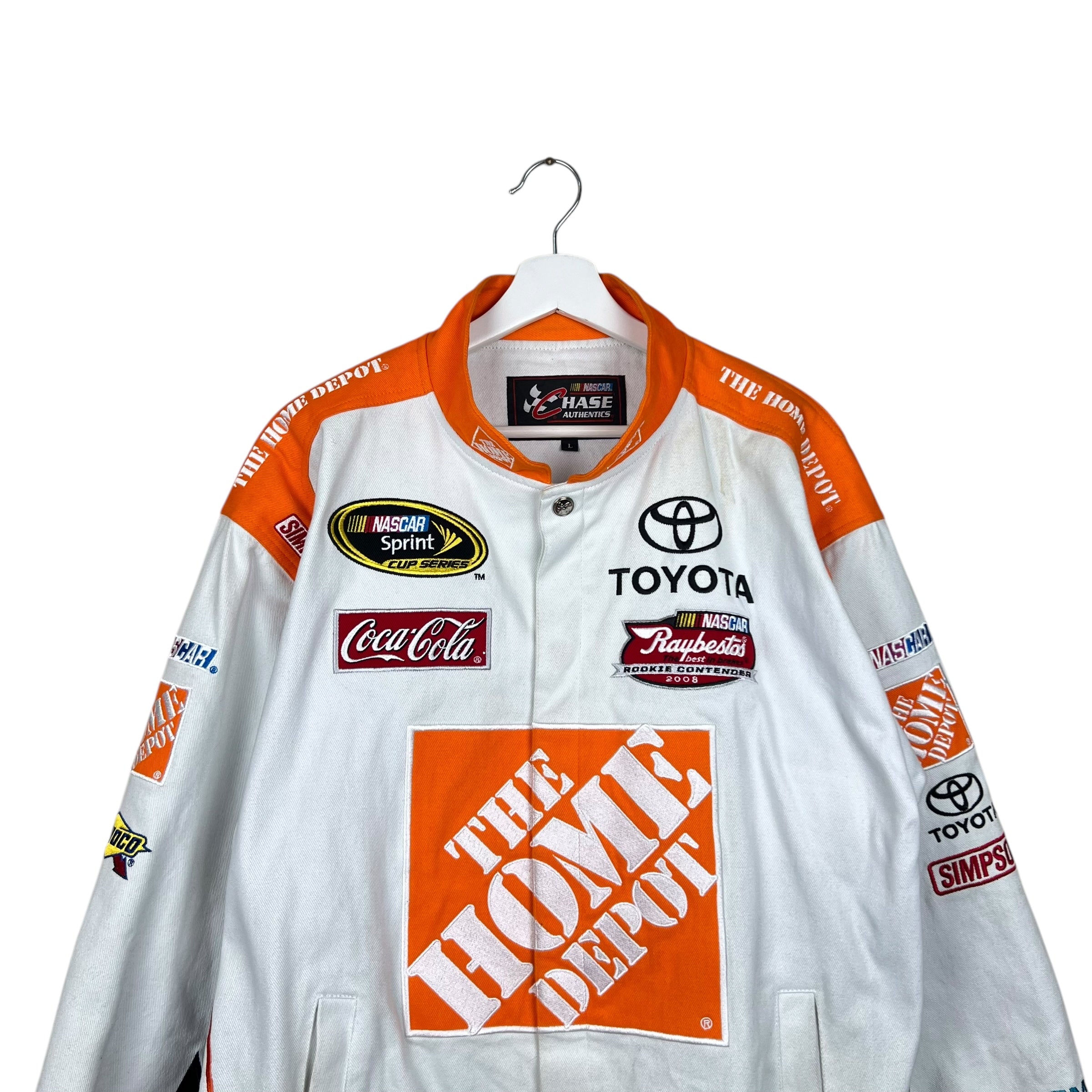 Vintage Chase Authentics NASCAR Tony Stewart Home Depot Racing Jacket White