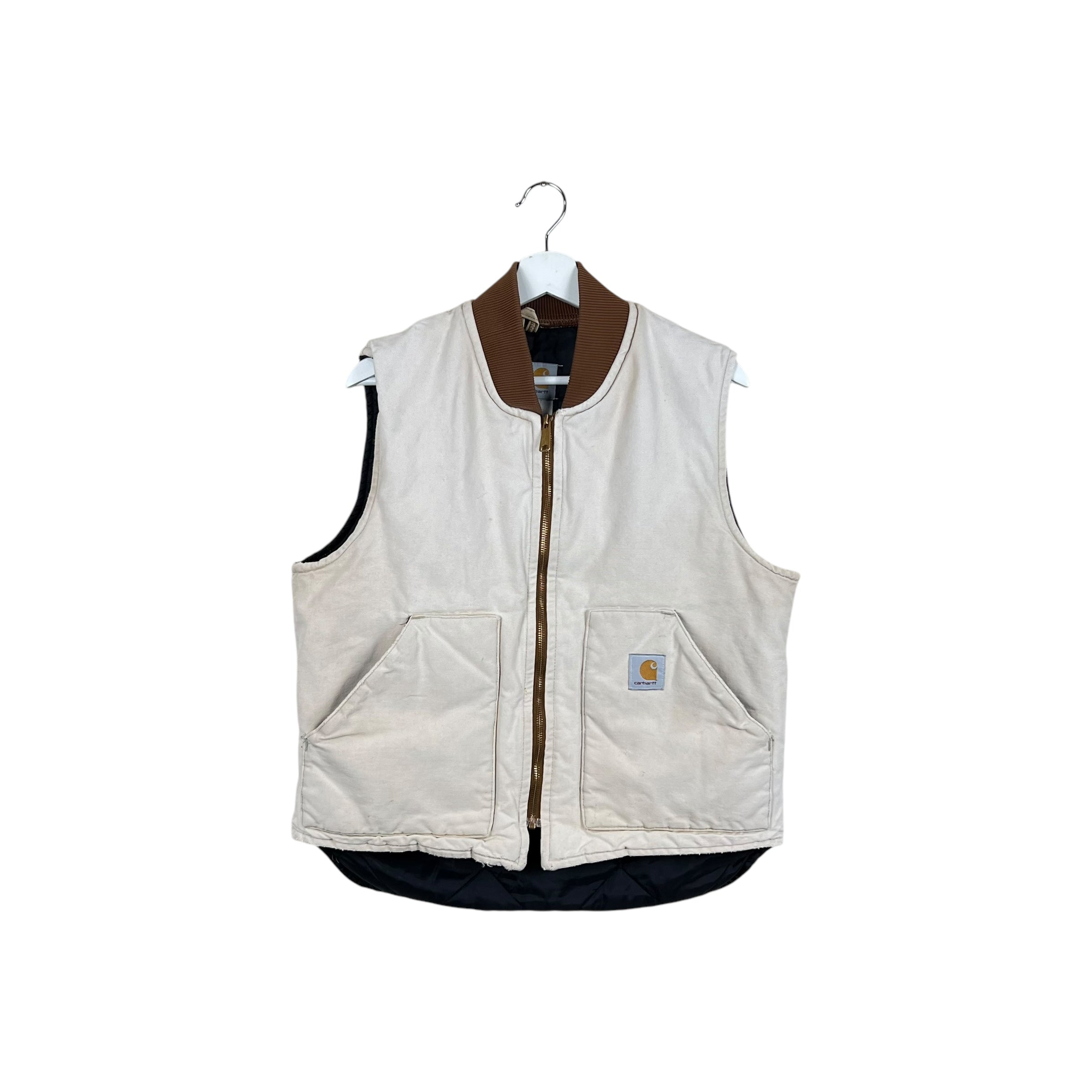 Vintage Carhartt Insulated Duck Vest Faded Cream
