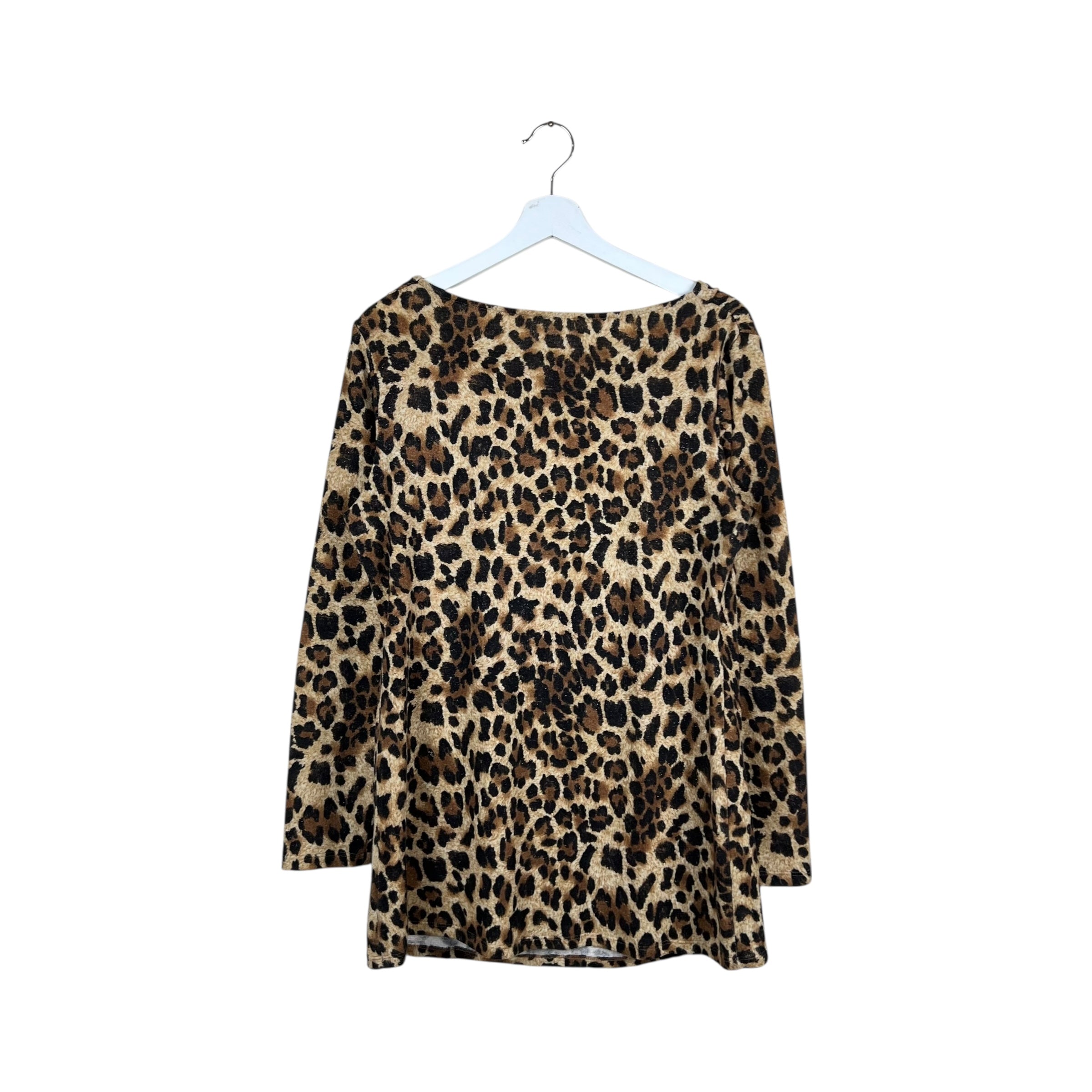 Vintage Women’s Cowl Neck Longsleeve Top Leopard Print