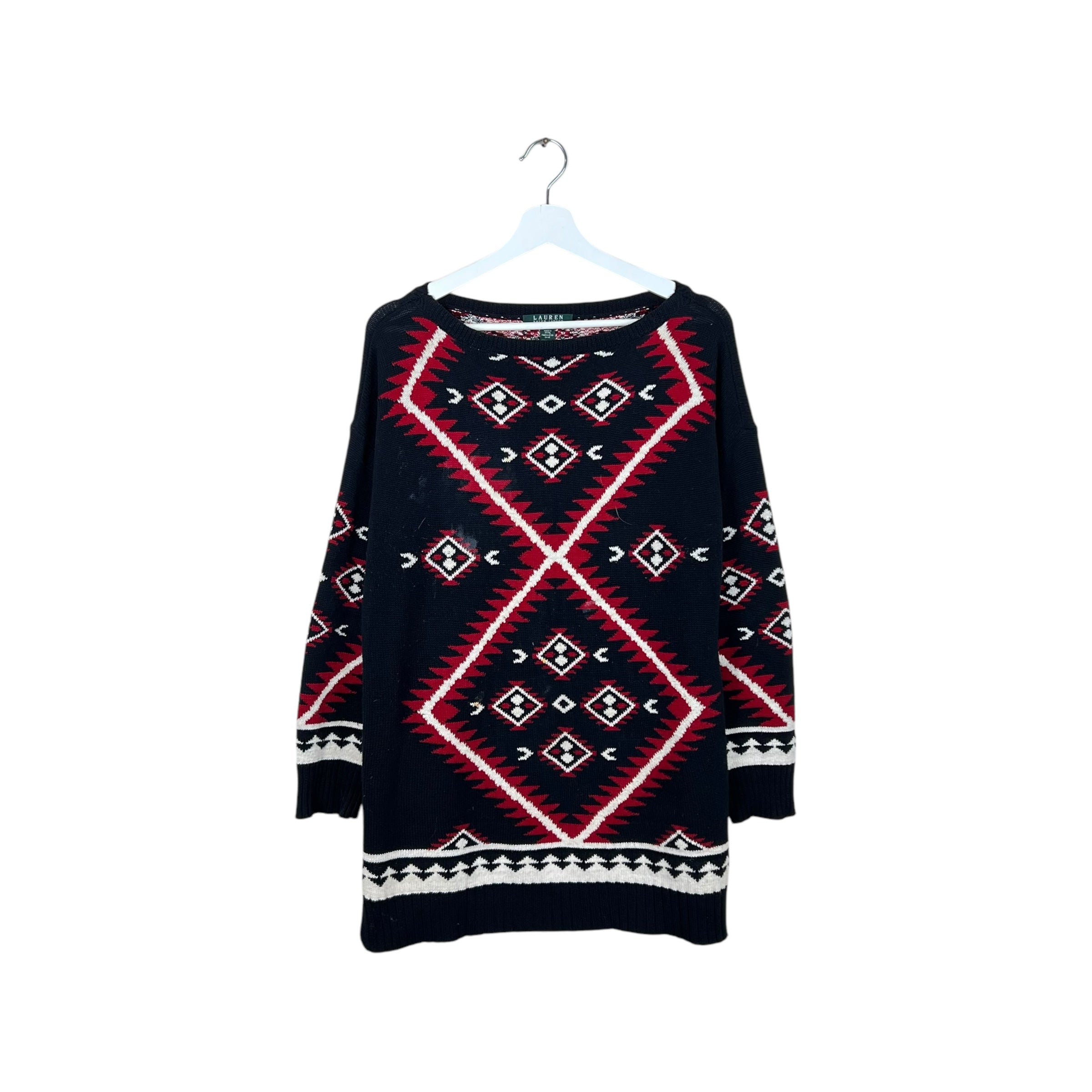Vintage Ralph Lauren LRL Women’s Aztec Pattern Knit Black/Red
