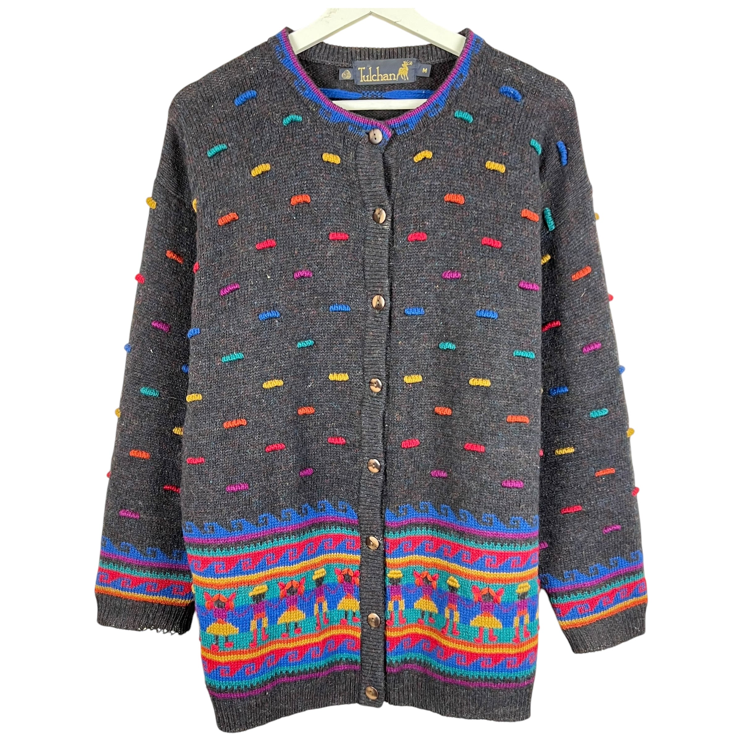 Vintage Tulchan Women’s 3D Pattern Cardigan Black