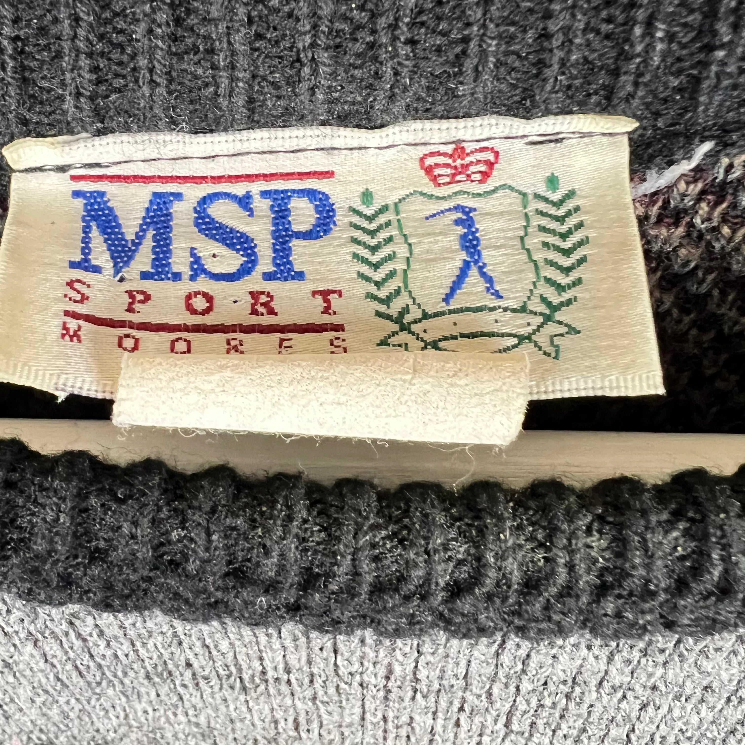 Vintage MSP Sport Acrylic Multi Design Knit Grey/Black