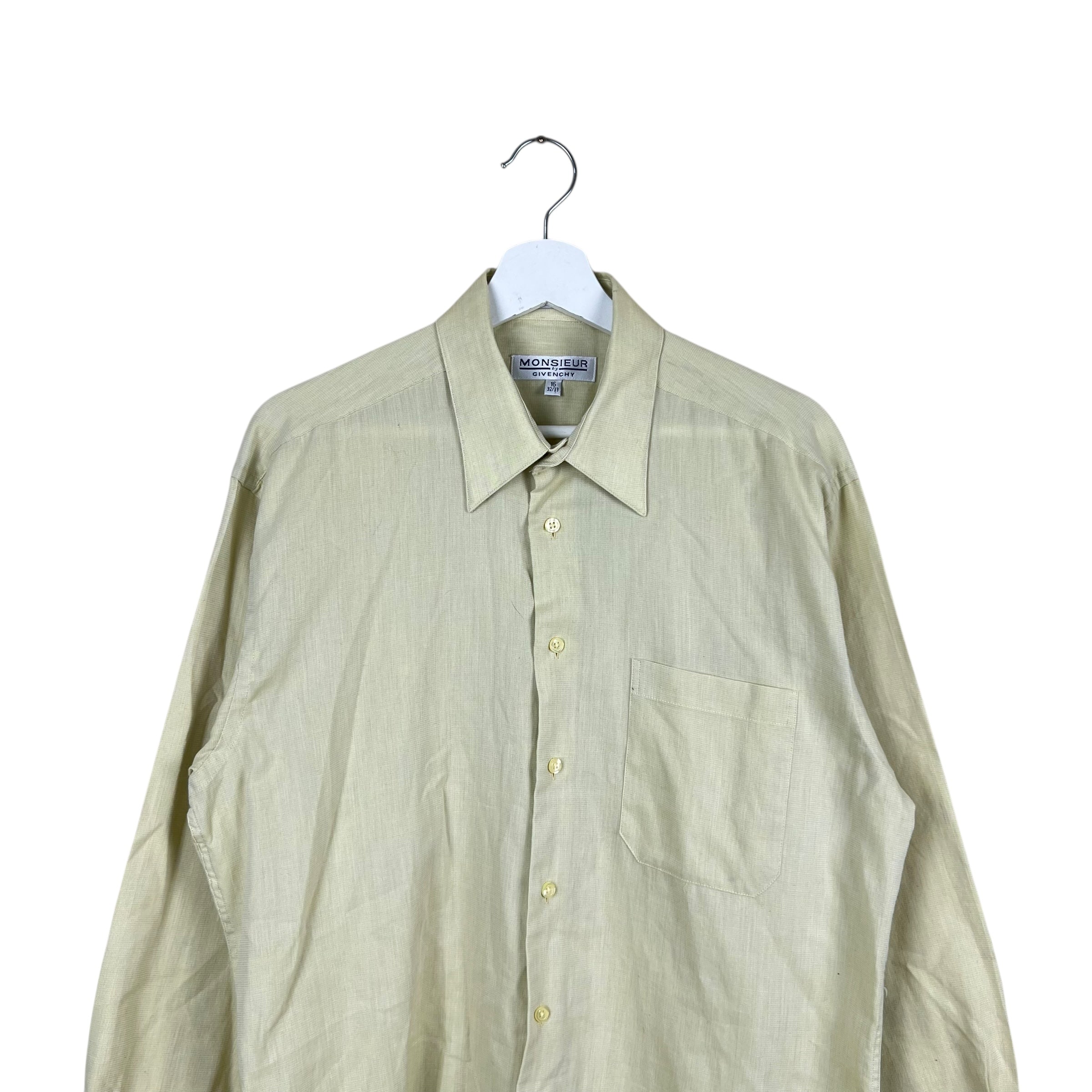 Vintage Monsieur By Givenchy Dress Shirt Pale Yellow