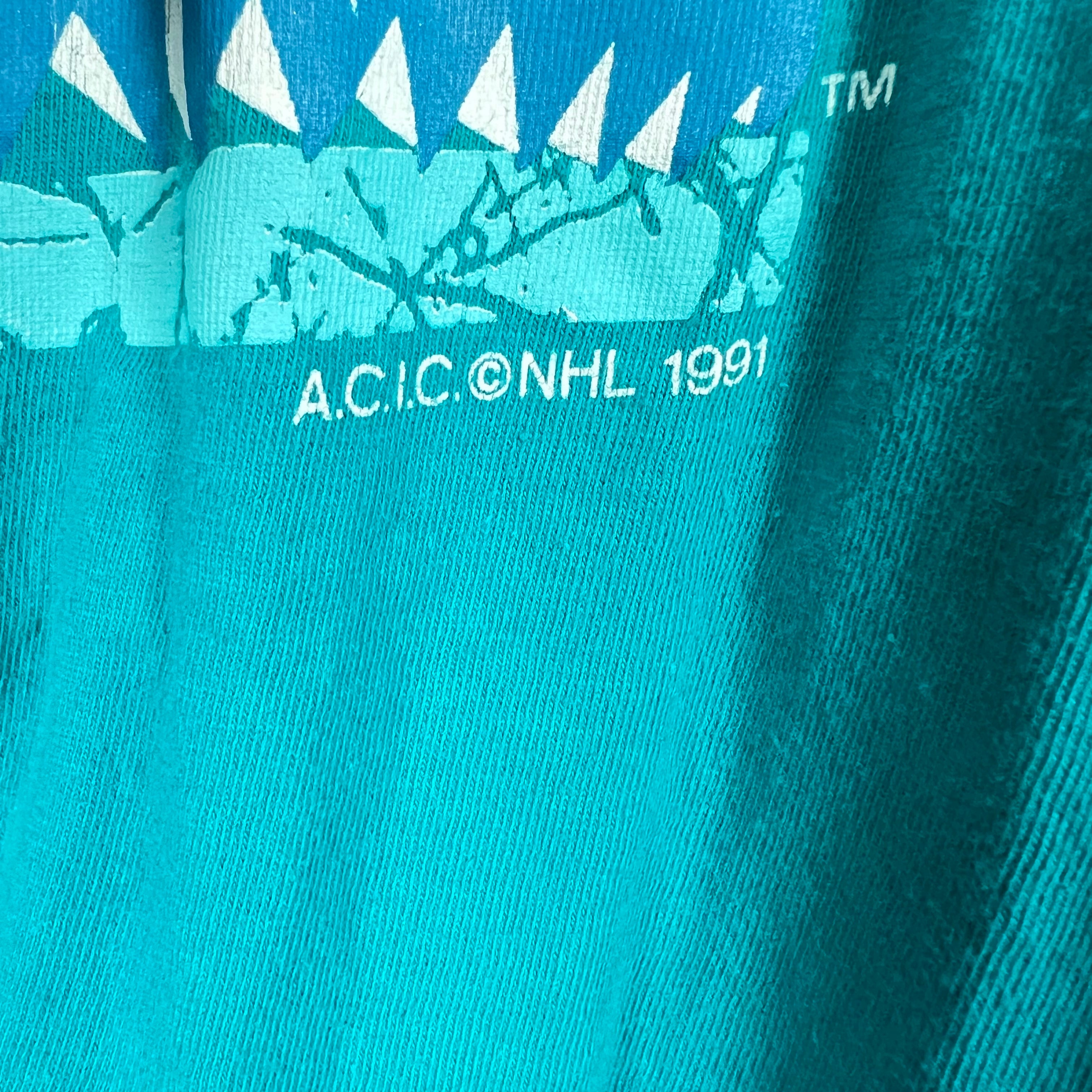1991 Athletics Software NHL San Jose Sharks Big Logo Tee Teal