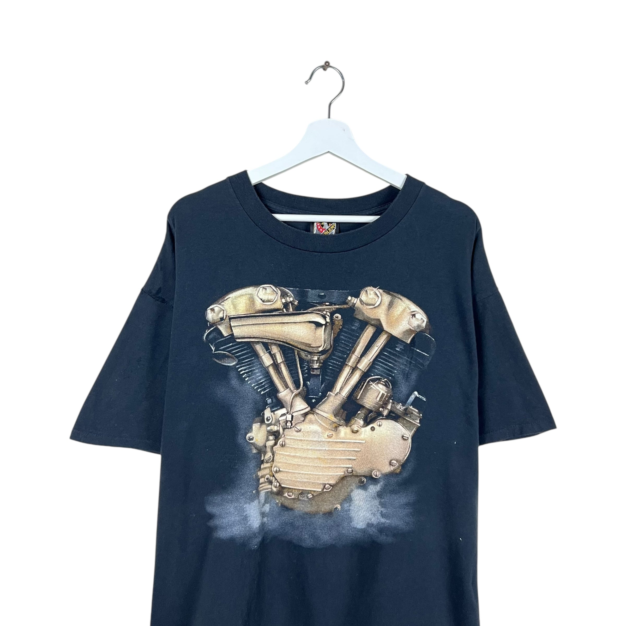 Vintage 3D Emblem Engine Tee Black