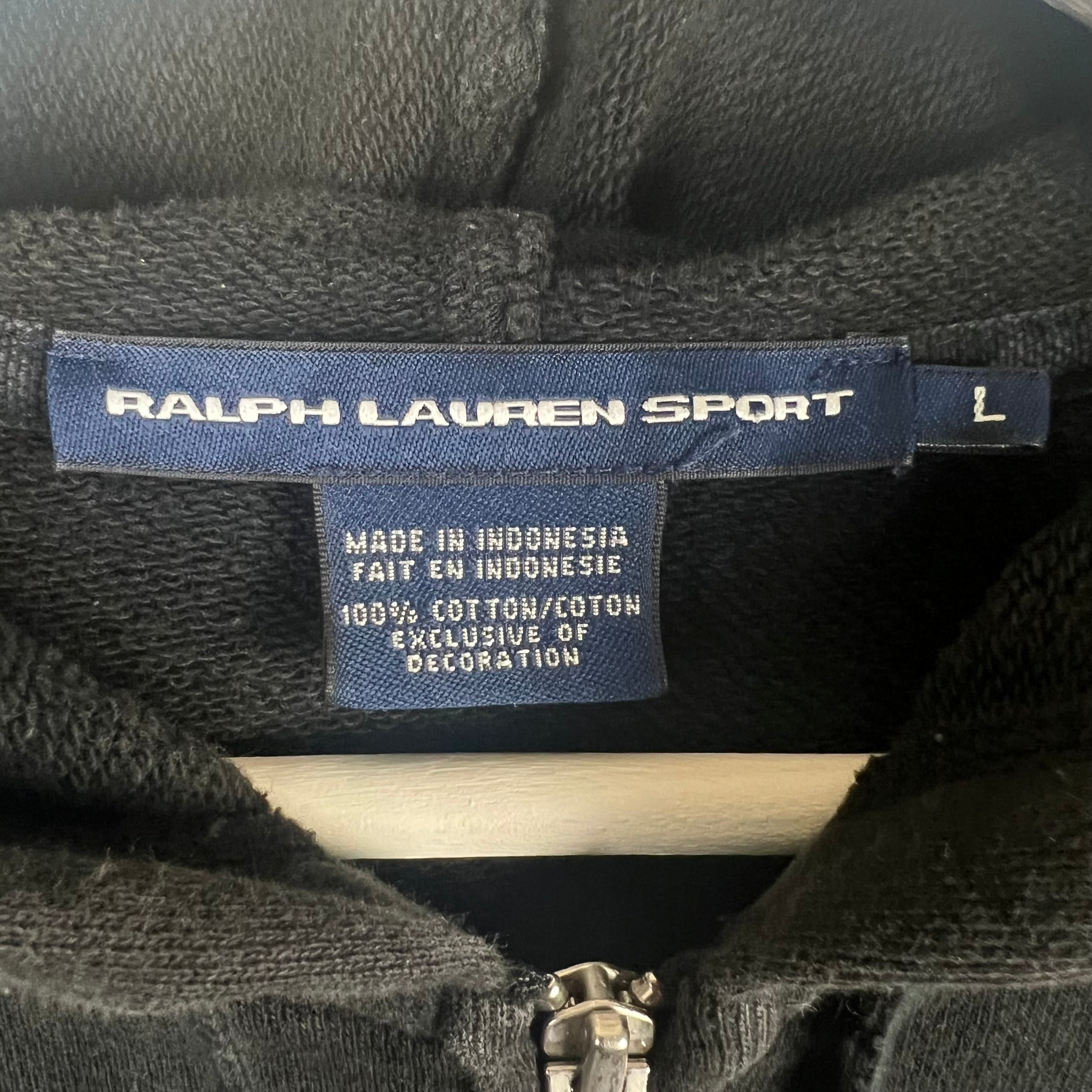 Vintage Ralph Lauren Sport Women’s Logo Full Zip Hoodie Black
