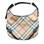 Burberry SuperNova Check Coated Canvas Hobo Bag Brown