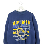 Vintage Cable Sports Michigan Wolverines Crest Logo Crewneck Navy