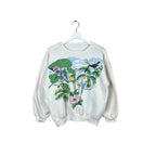Vintage Tropical Forest Animals Crewneck Soft White