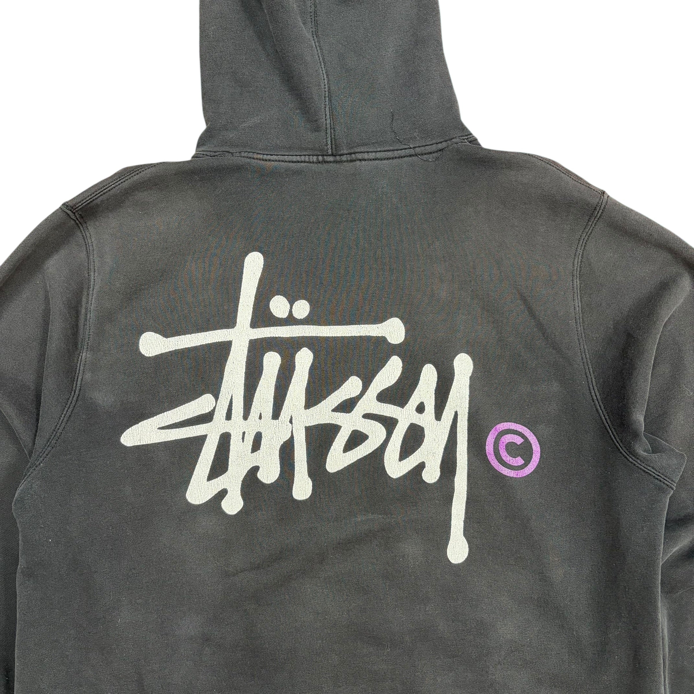 Vintage Stussy Logo Hoodie Distressed Black