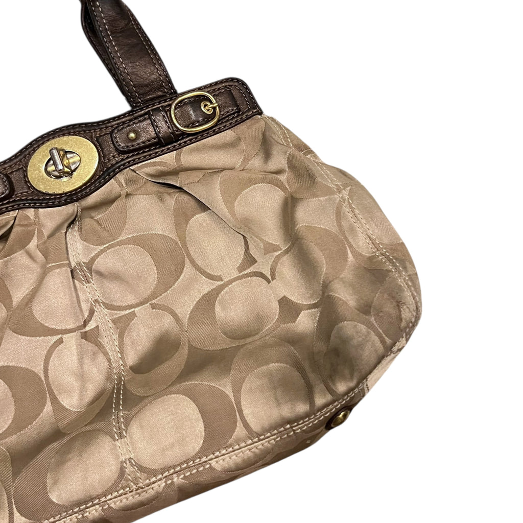 Coach Garnet Satin Leather Bag Brown