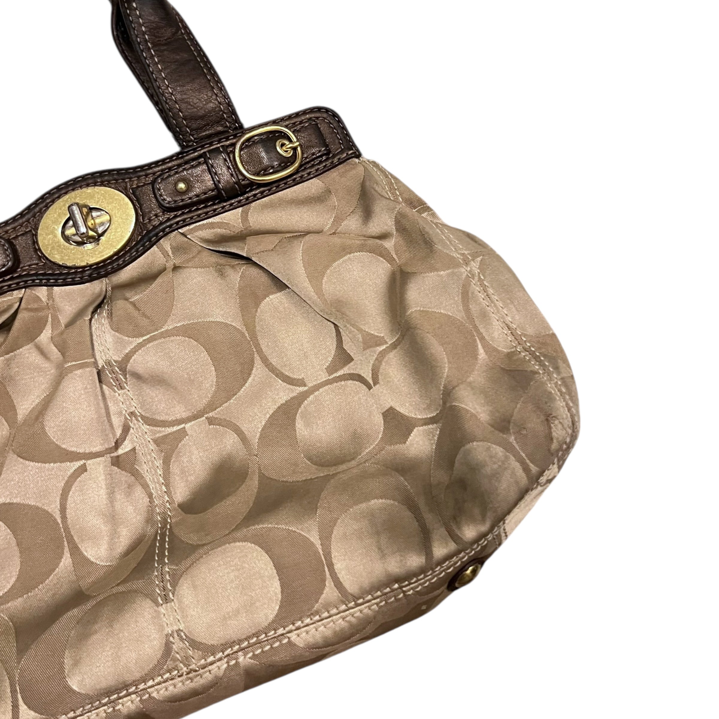 Coach Garnet Satin Leather Bag Brown