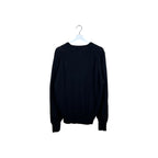 Vintage Burberrys V-Neck Embroidered Logo Knit Black