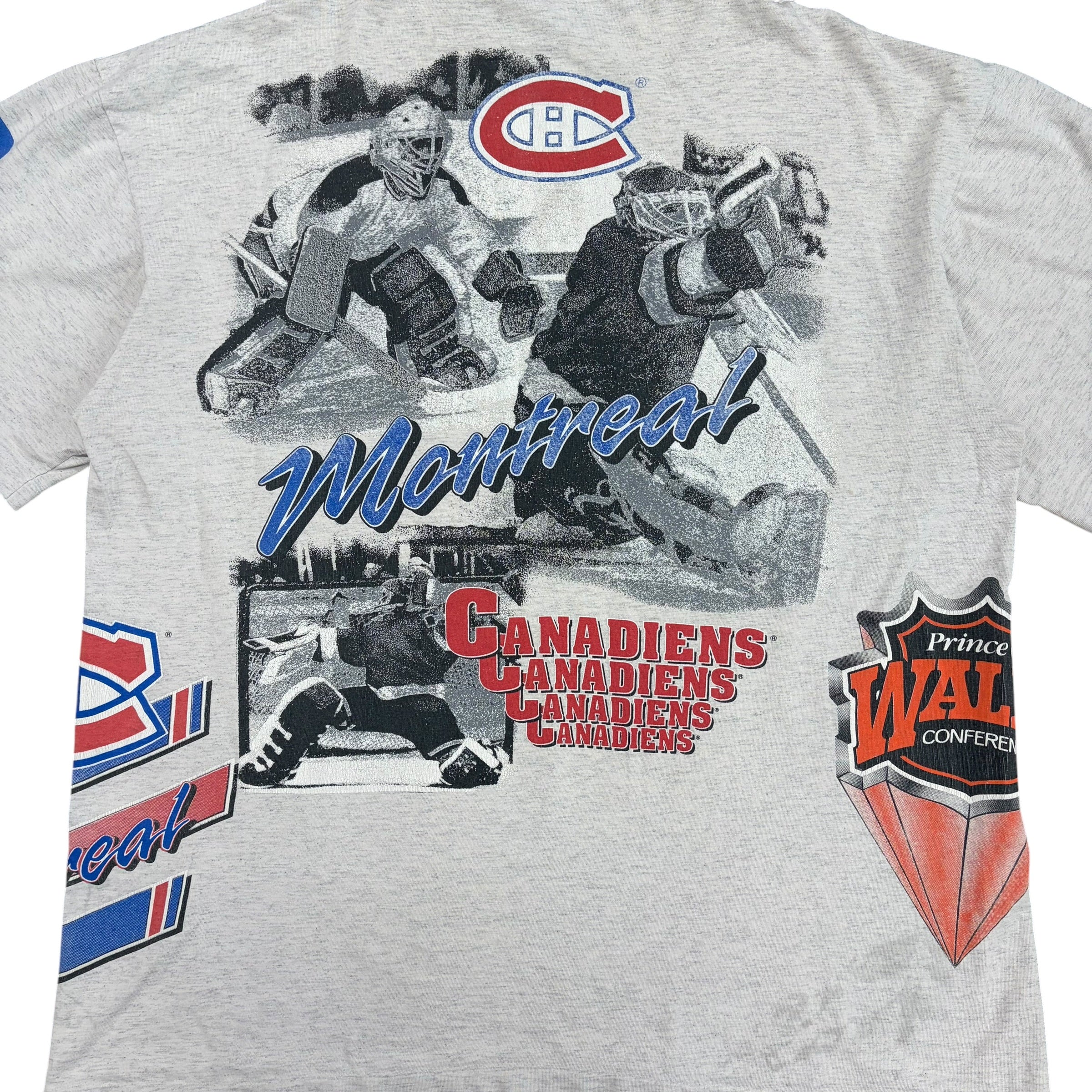 1992 Bulletin Athletic NHL Montreal Canadiens AOP Tee Heather Grey
