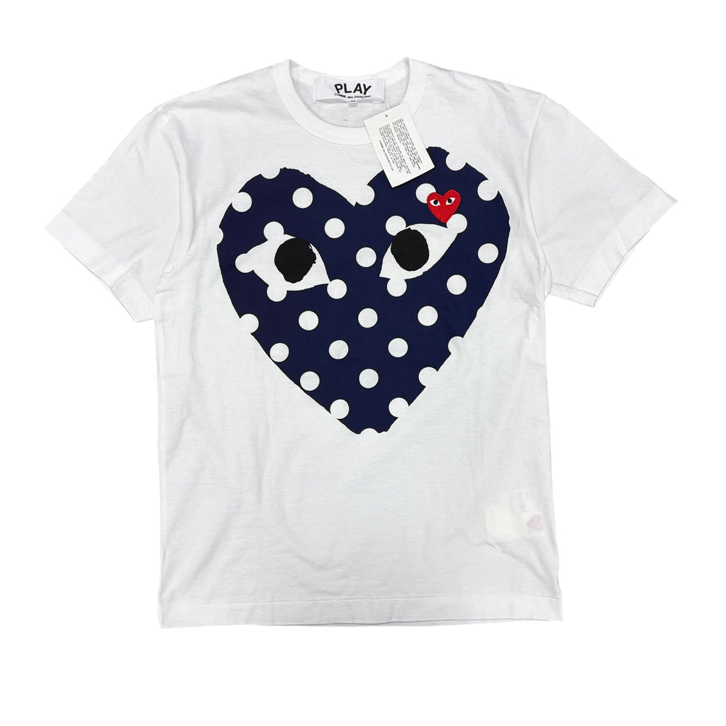 Comme Des Garçon Polka Dot Heart Tee White