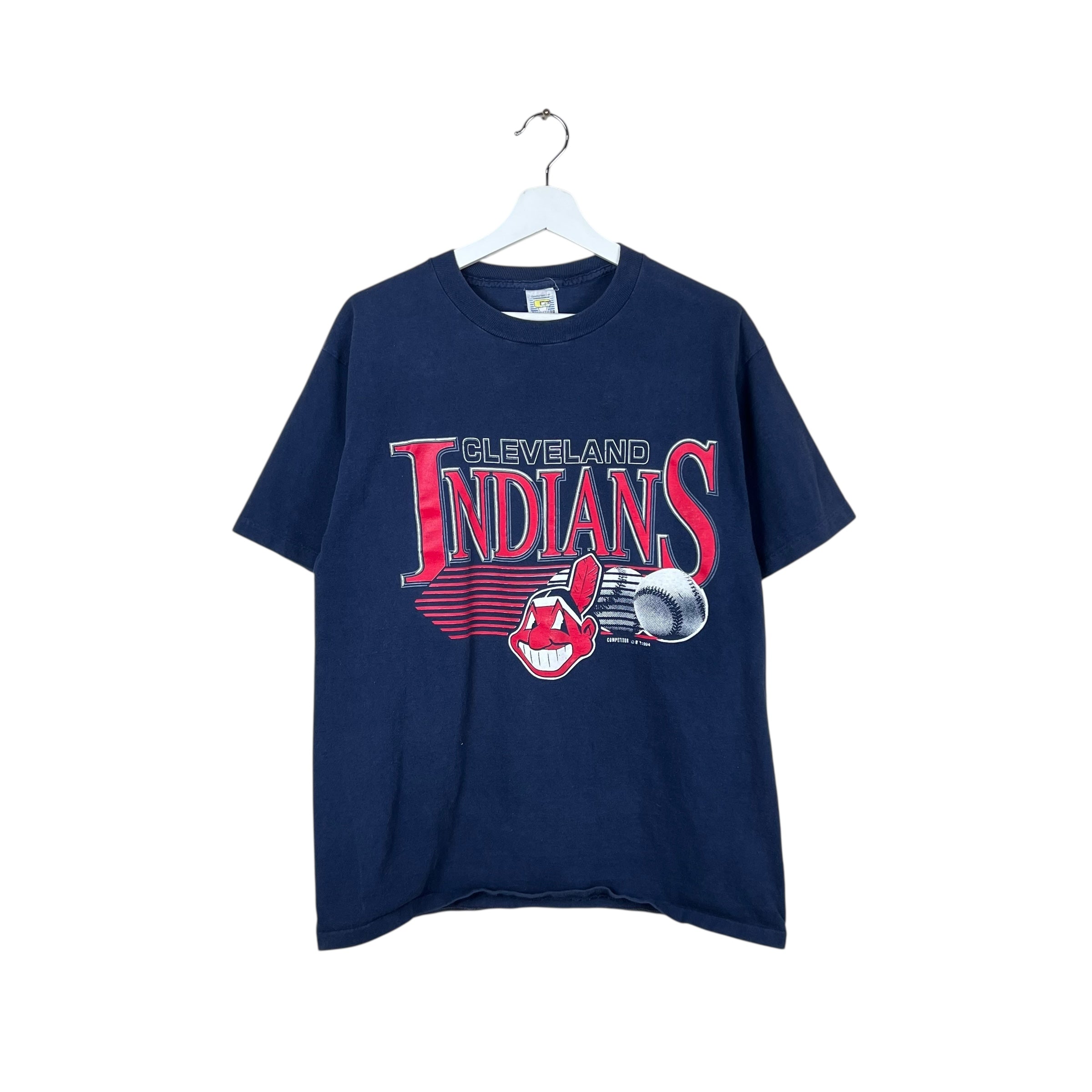 1994 Competitor MLB Cleveland Indians Big Logo Tee Navy