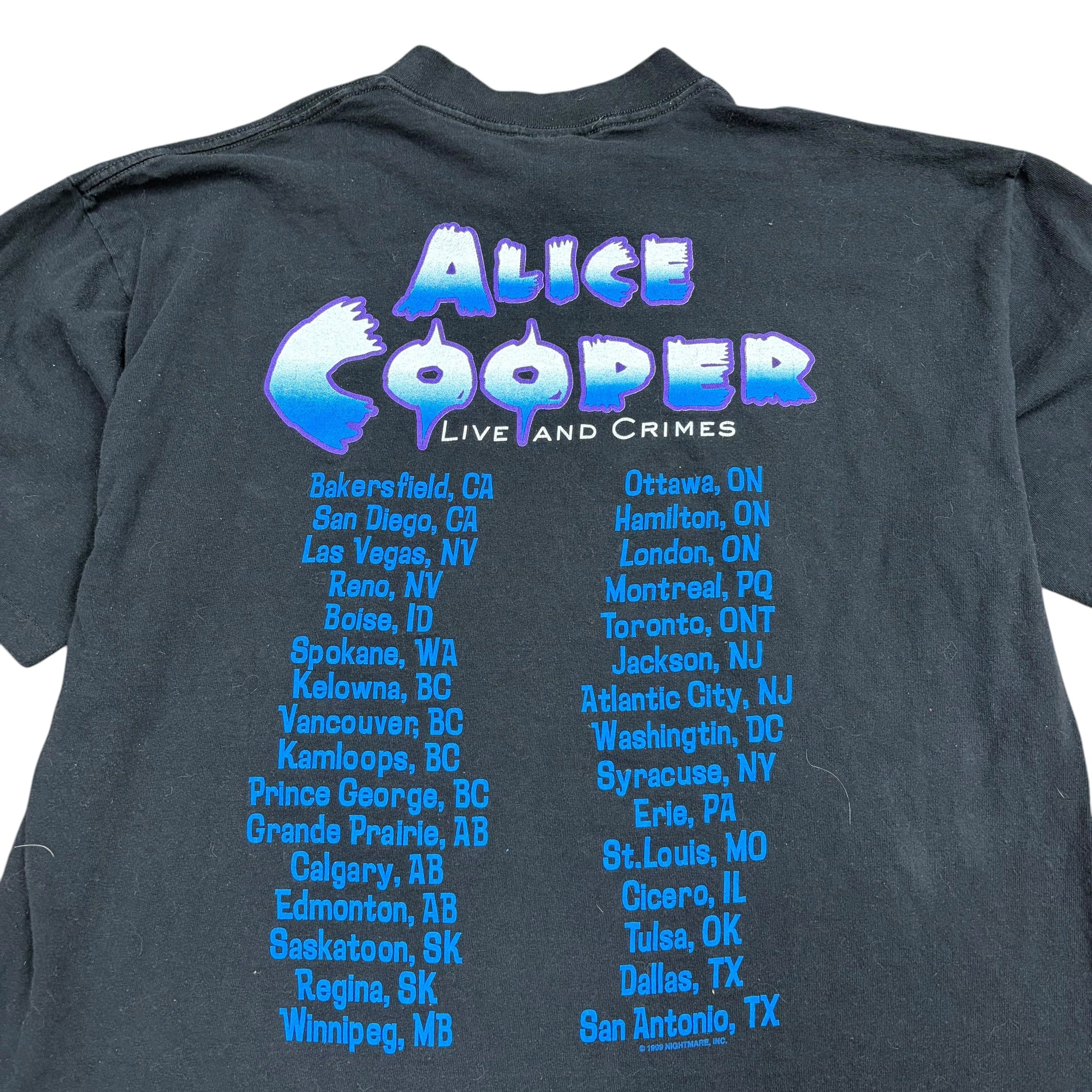 1999 Alice Cooper “Live And Crimes” World Tour Tee Black