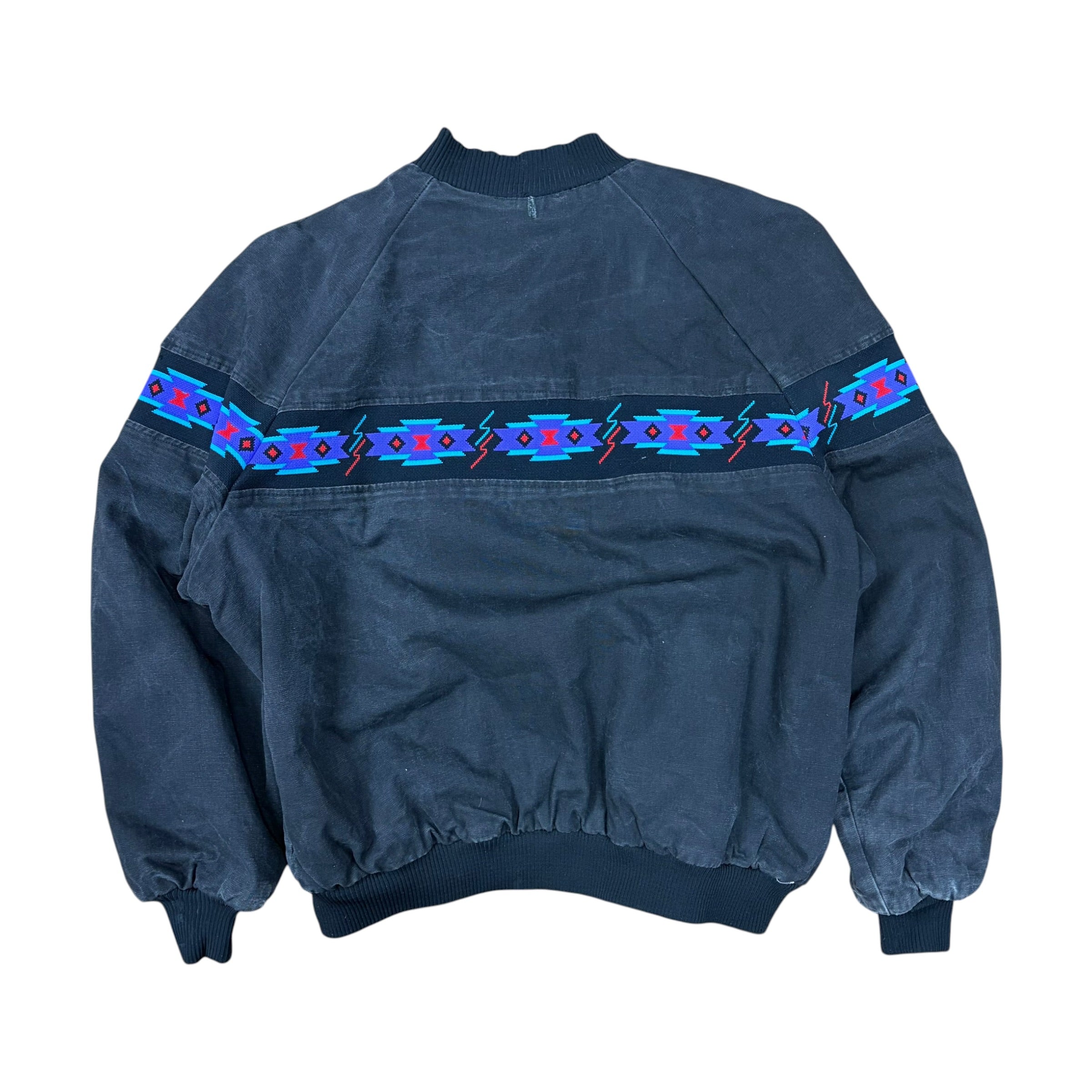 Vintage David James Aztec Stripe Bomber Jacket Black