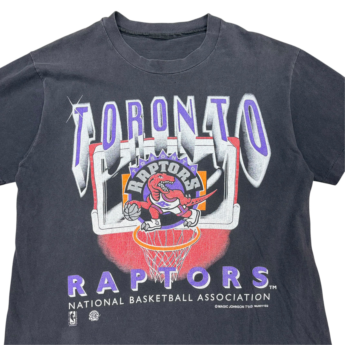 1994 Magic Johnson NBA Toronto Raptors Big Logo Tee Black