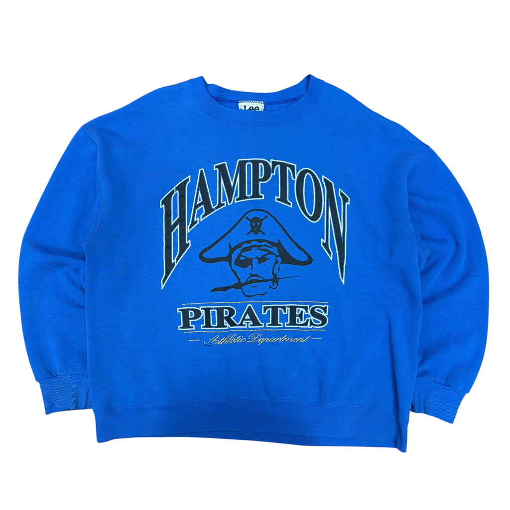 Vintage Lee Sport Hampton Pirates Arch Logo Crewneck Blue