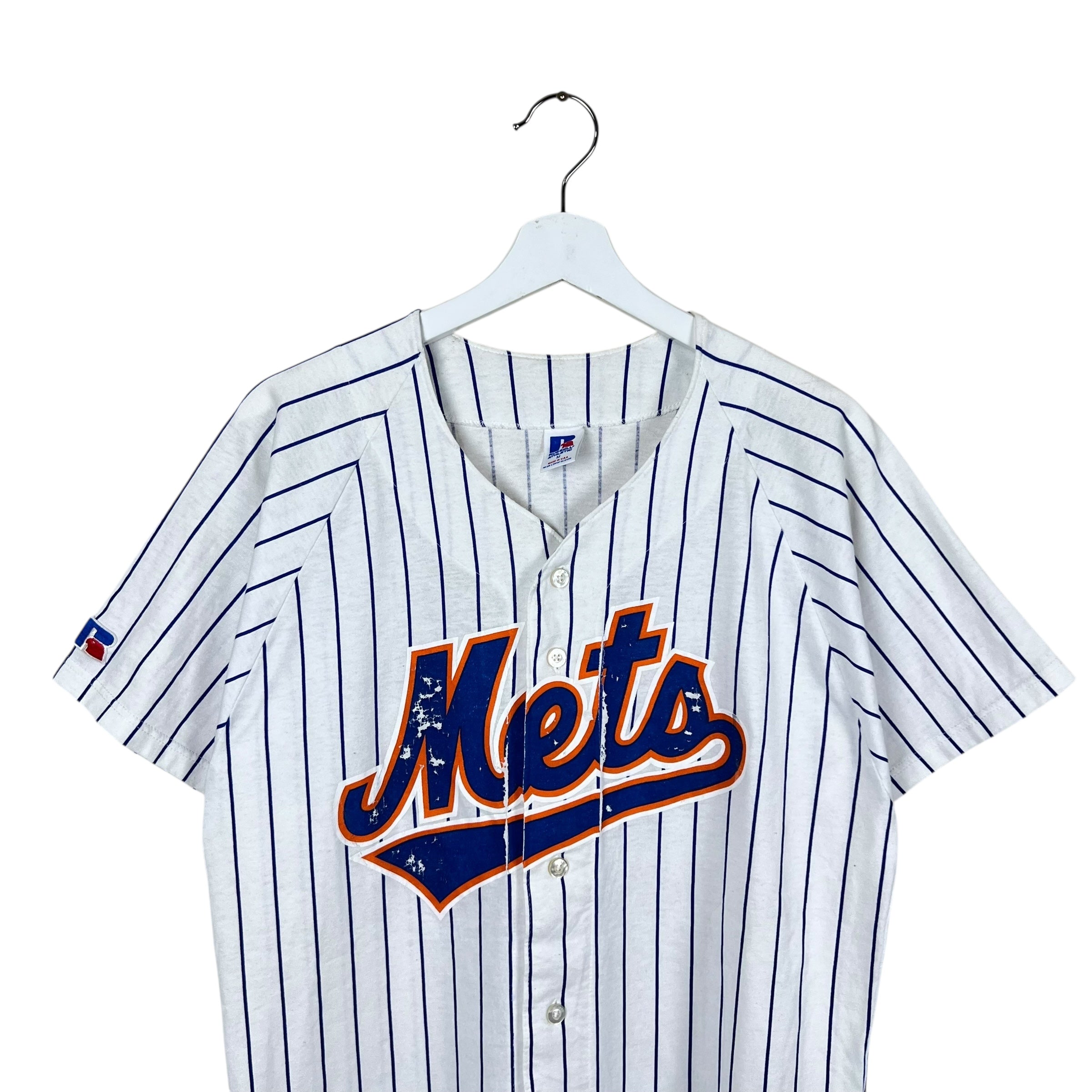 Vintage Russell Athletics MLB New York Mets Blank Home Pinstripe Jersey