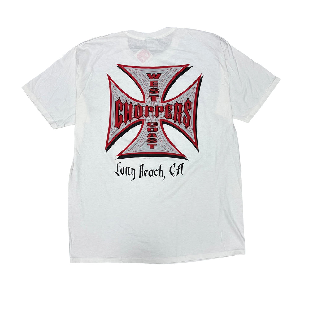 Vintage West Coast Choppers Long Beach CA Red Cross White