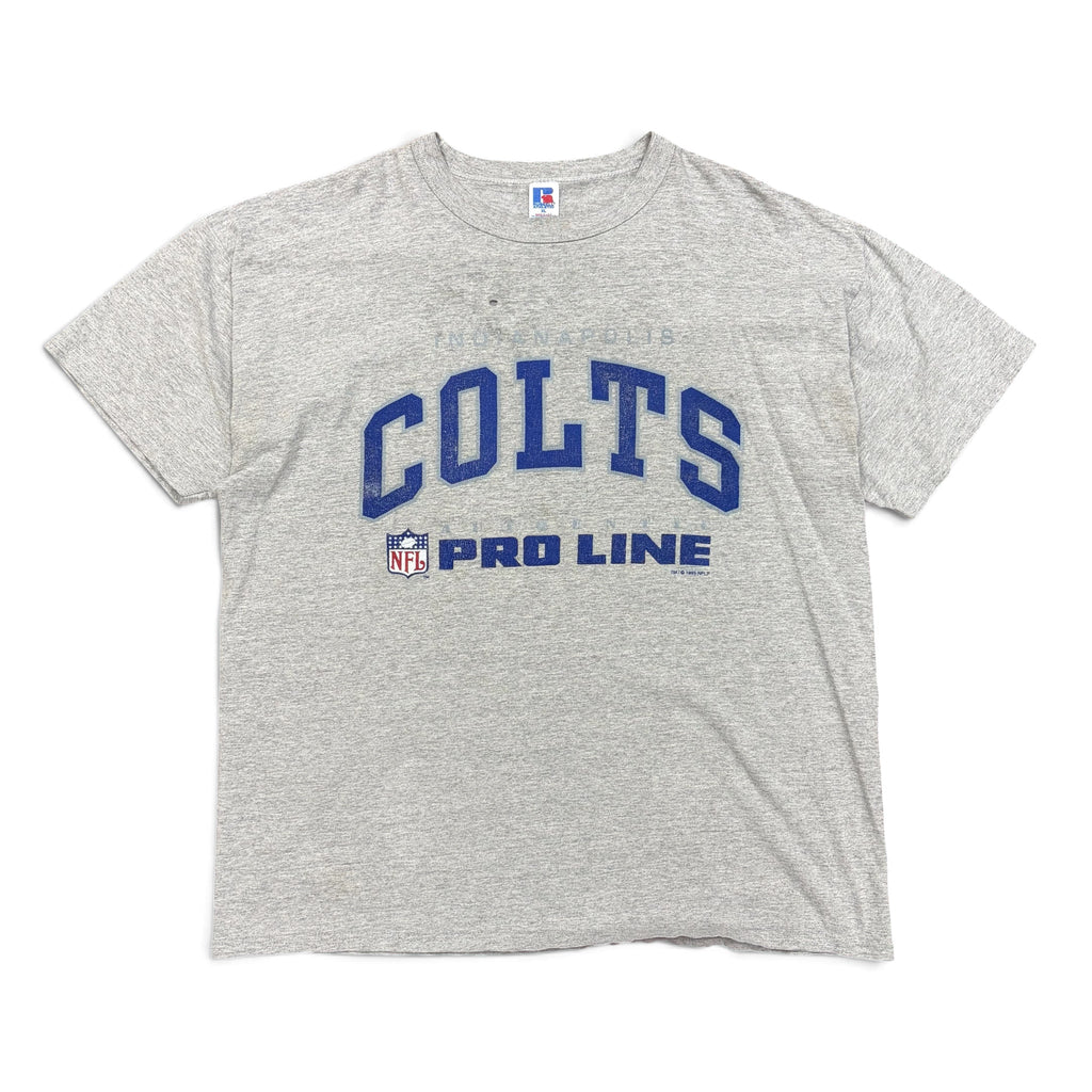 1995 Russell Athletics NFL Indianapolis Colts Arch Logo Tee Grey