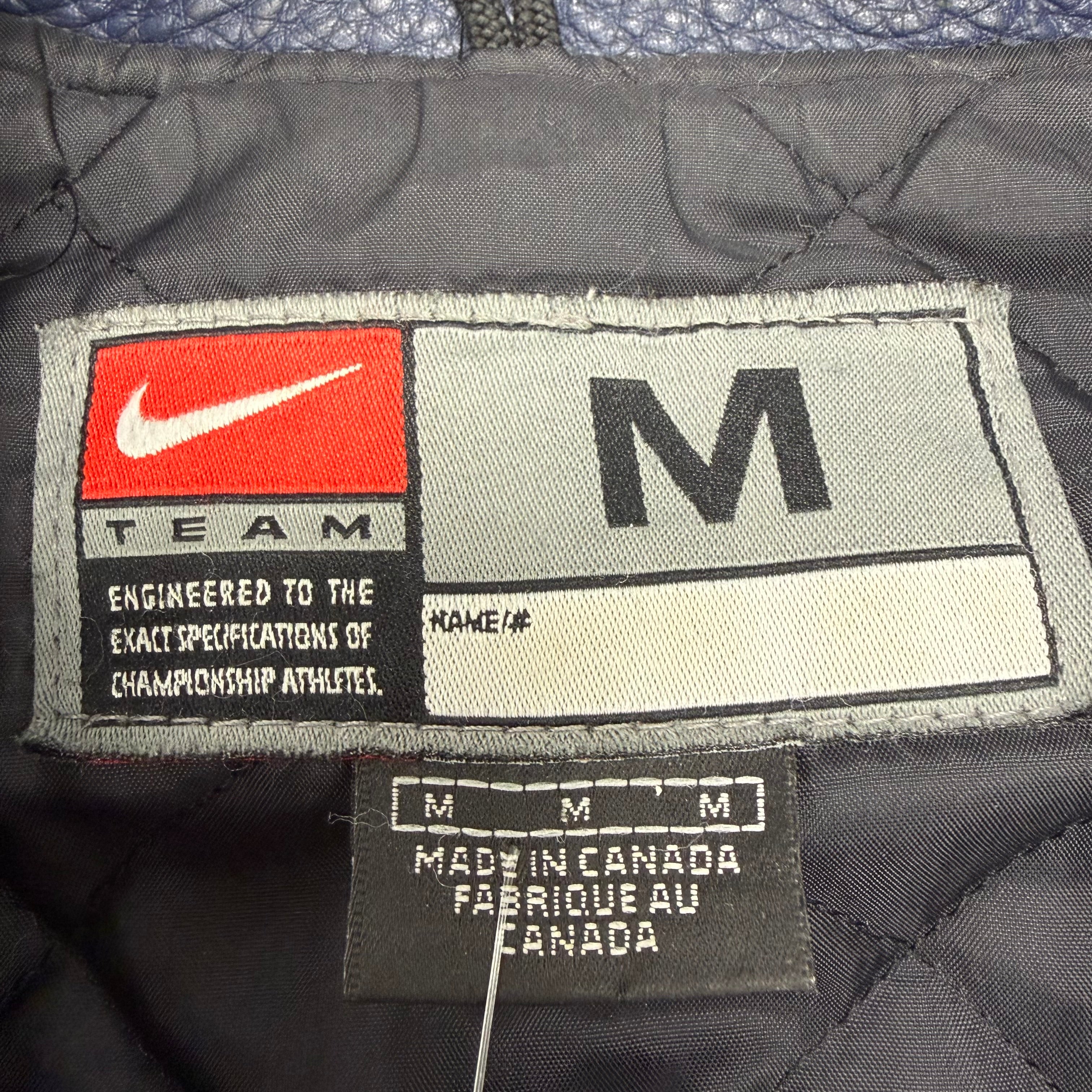 90’s Nike NHL Vancouver Canucks Leather Bomber Jacket Navy