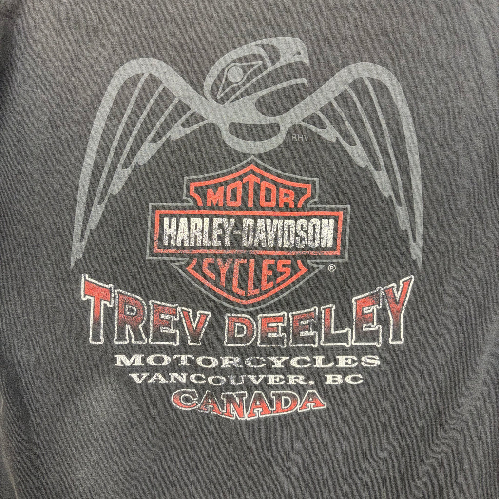 Vintage Harley Davidson Trev Deely Flaming Eagle Tee Washed Black