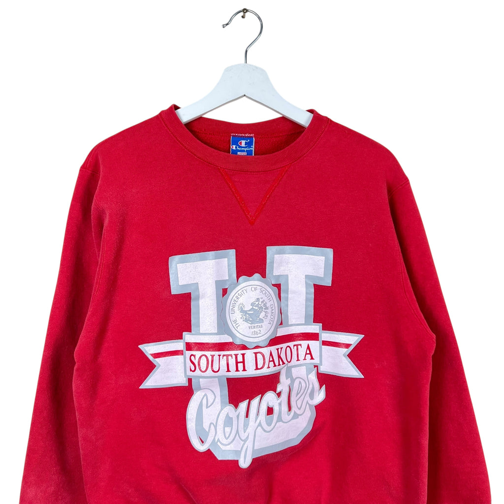 Vintage 80’s Champion University Of South Dakota Crest Crewneck Red