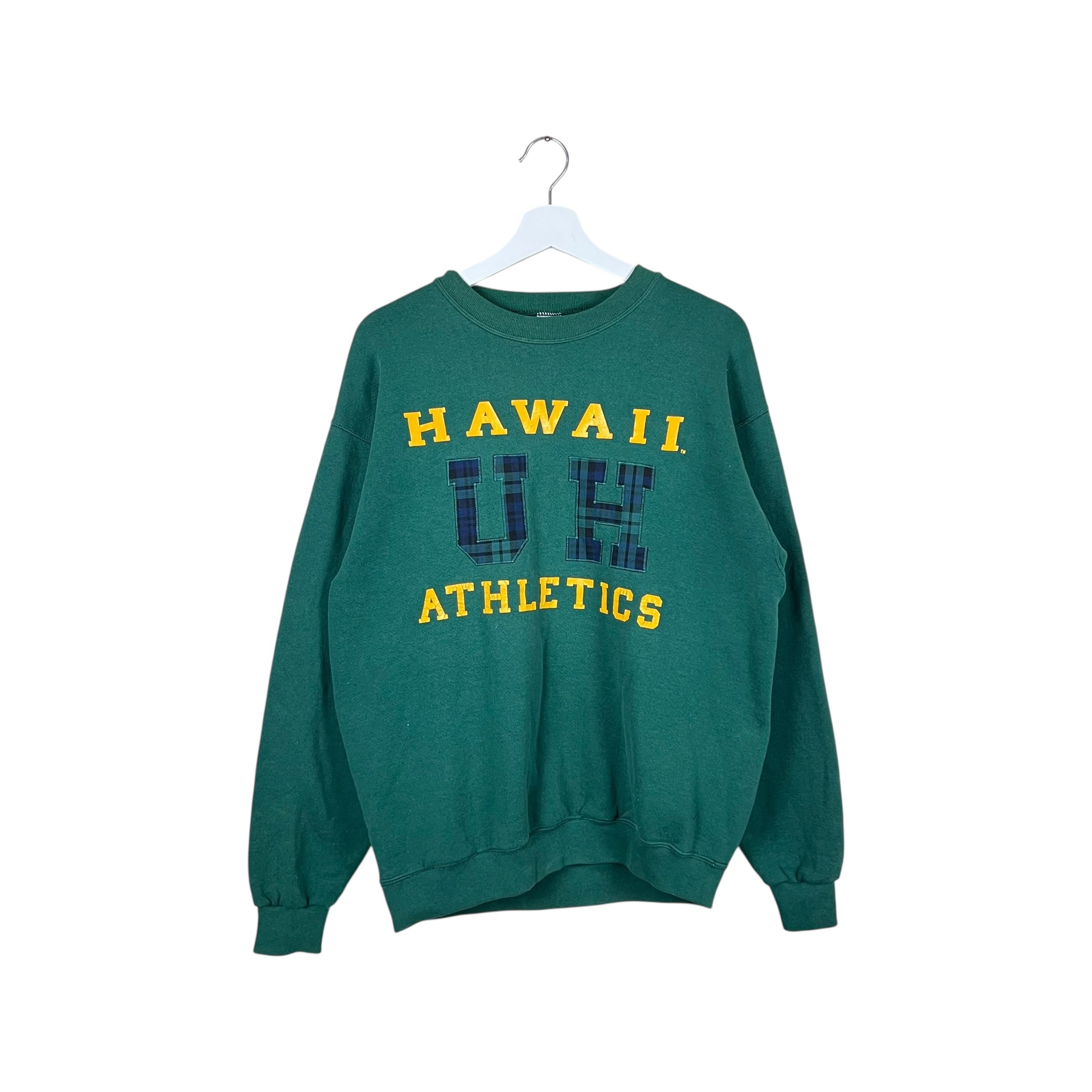 Vintage University of Hawaii Athletics Plaid Logo Crewneck Green
