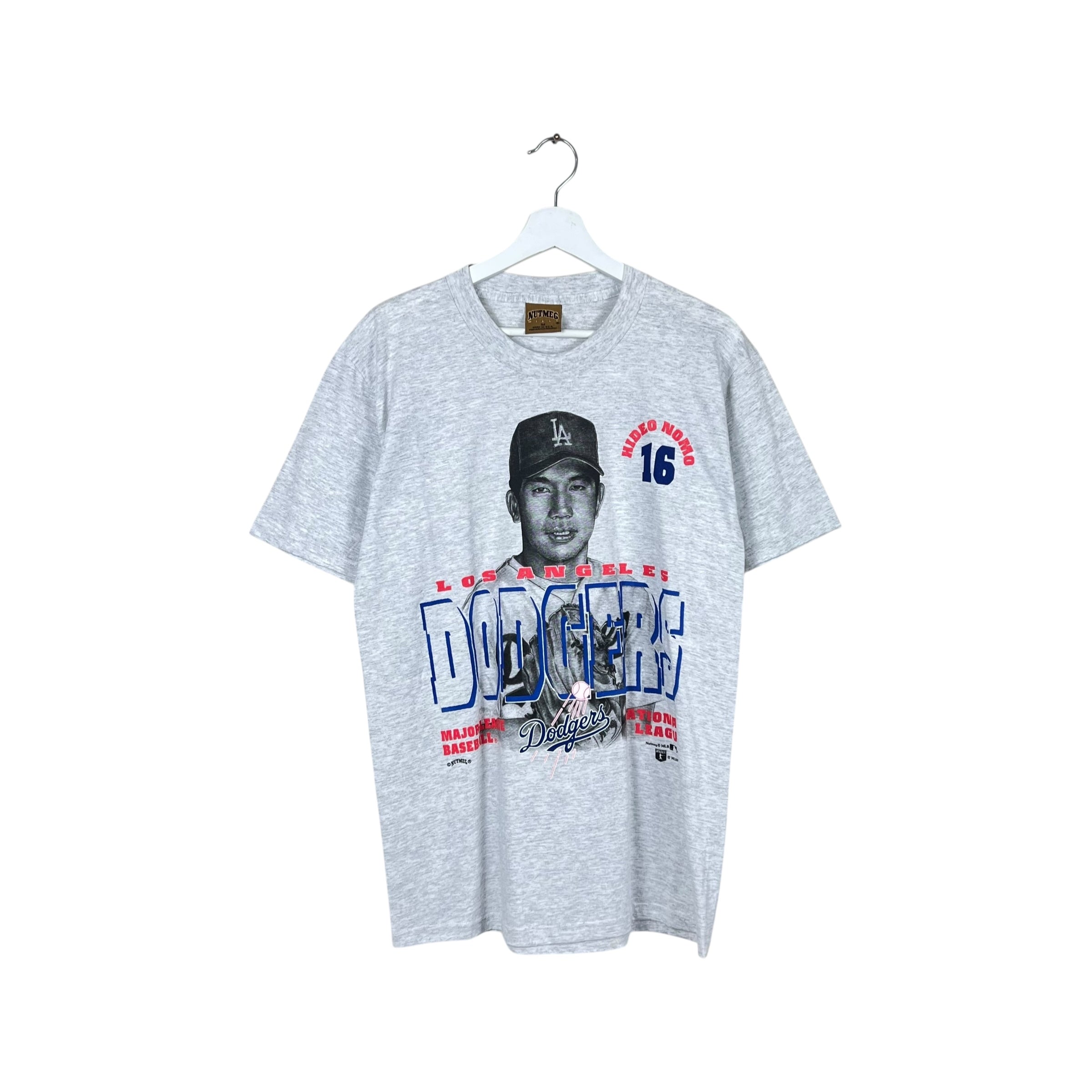1995 Nutmeg MLB Los Angeles Dodgers Hideo Nomo Player Tee Grey