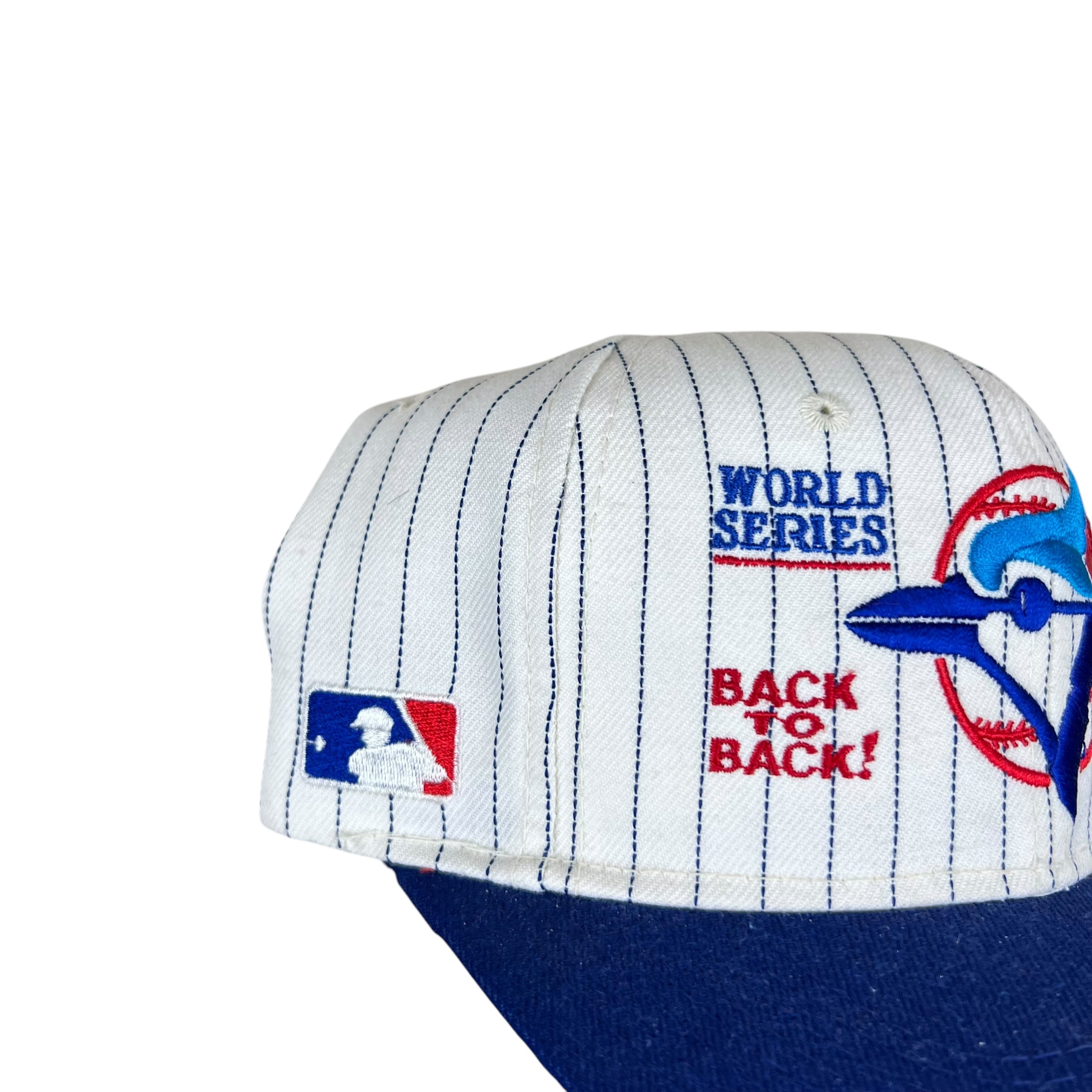 Vintage Sports Specialties Toronto Blue Jays World Series “Back To Back!” Champions Pinstripe SnapBack