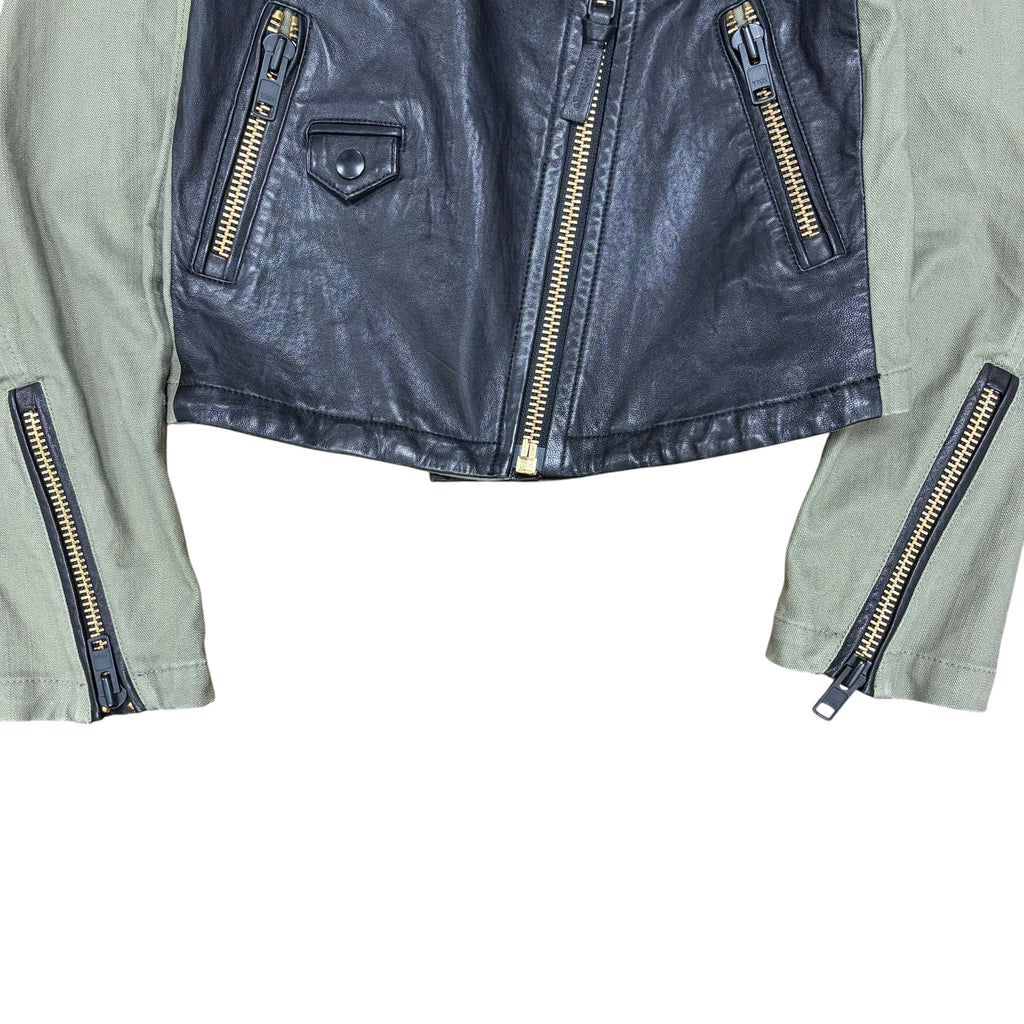 Mackage Women’s Lamb Leather Biker Jacket Green/Black