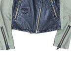 Mackage Women’s Lamb Leather Biker Jacket Green/Black