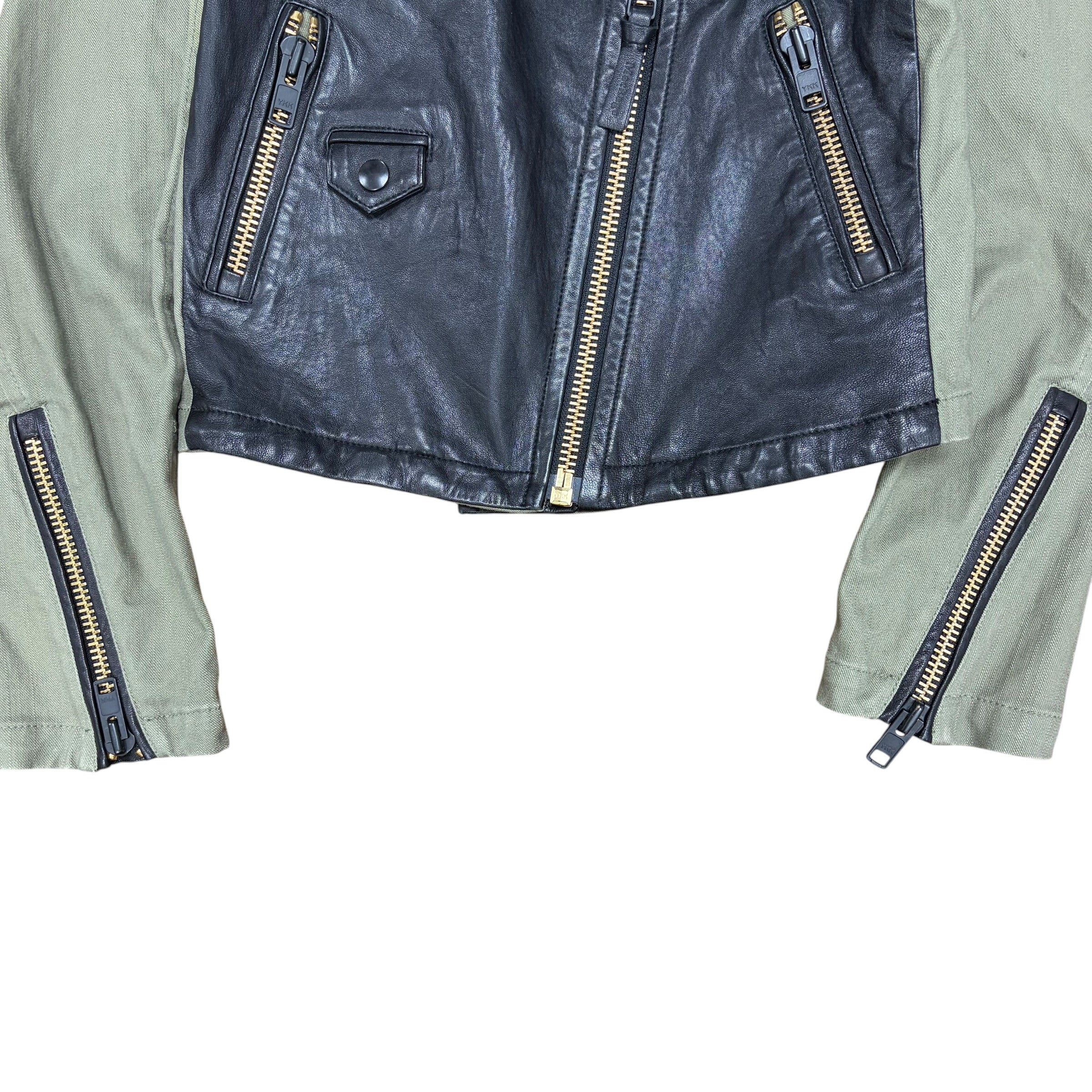 Mackage Women’s Lamb Leather Biker Jacket Green/Black