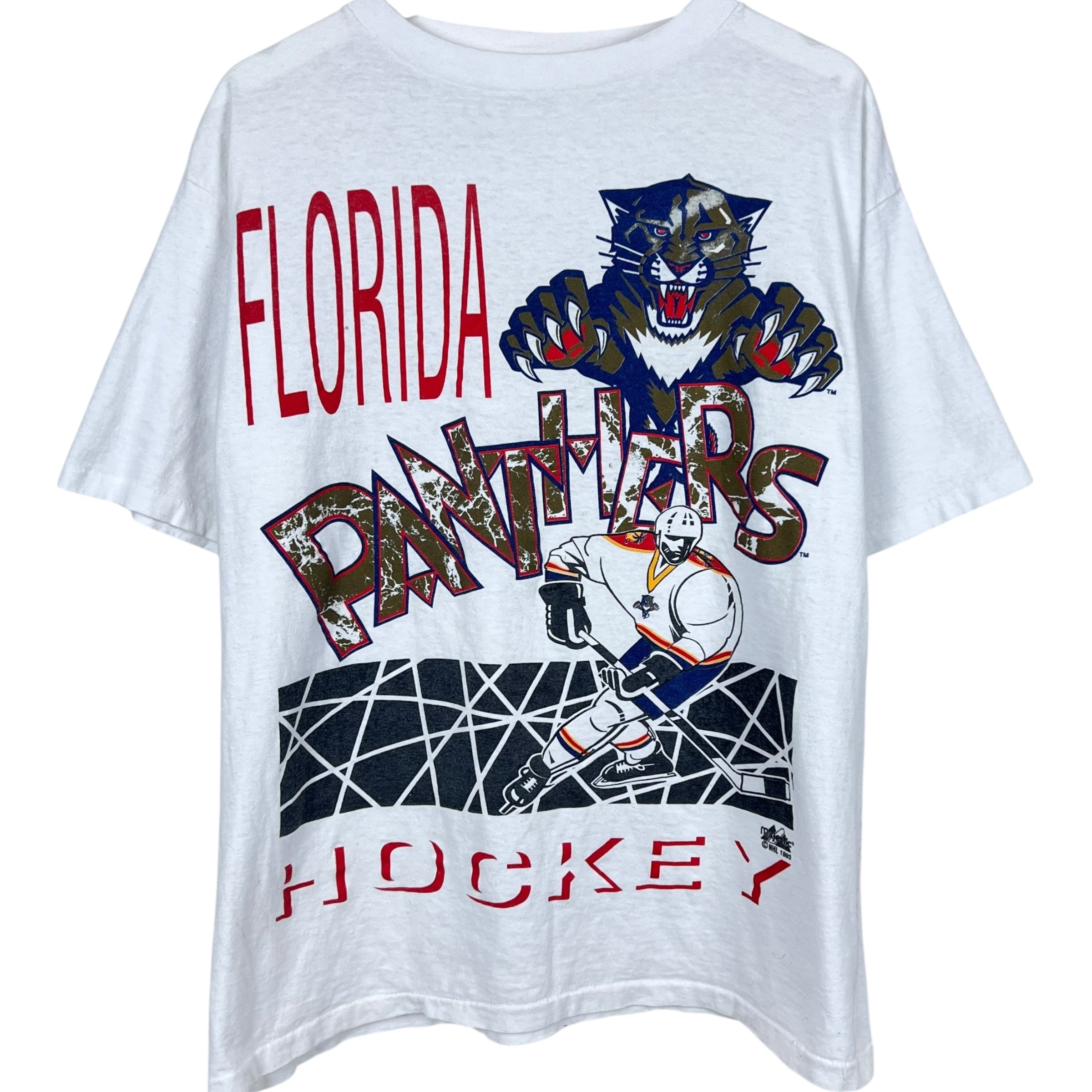 1993 Majestic NHL Florida Panthers Big Logo Player Tee White