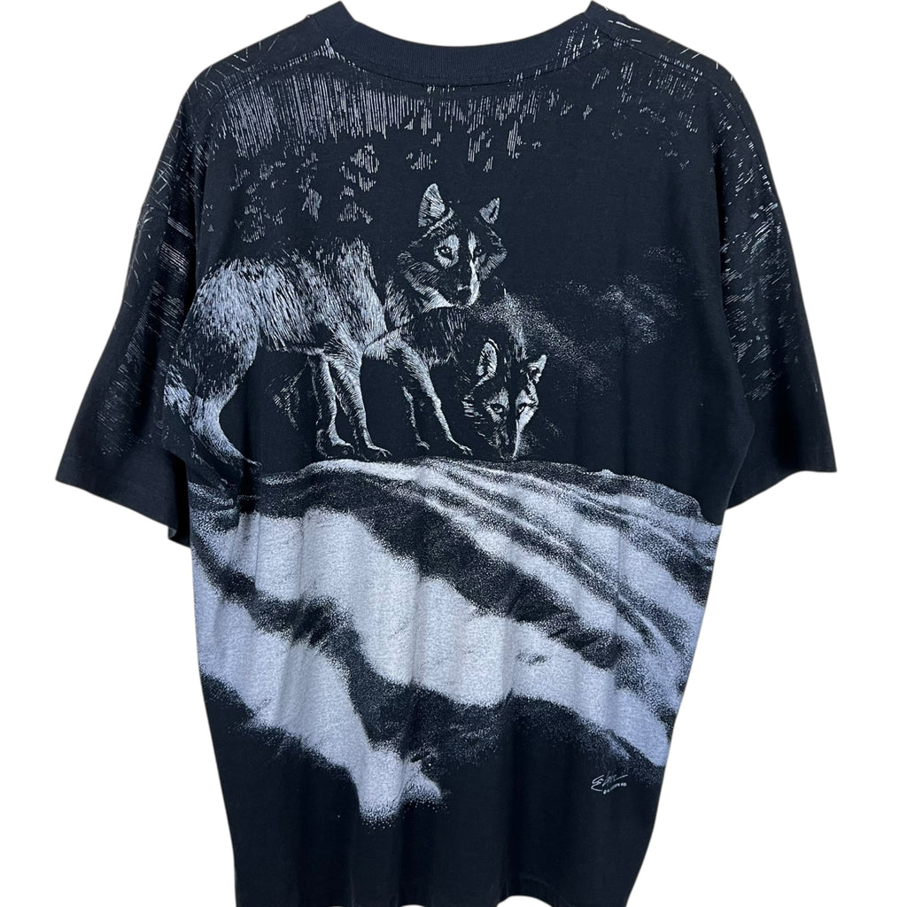 1992 Great Canadian Nature Wolves AOP Tee Black