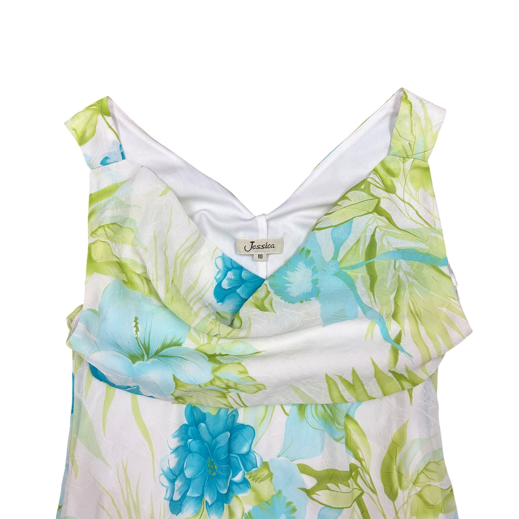Vintage Jessica Floral Satin Layered Dress