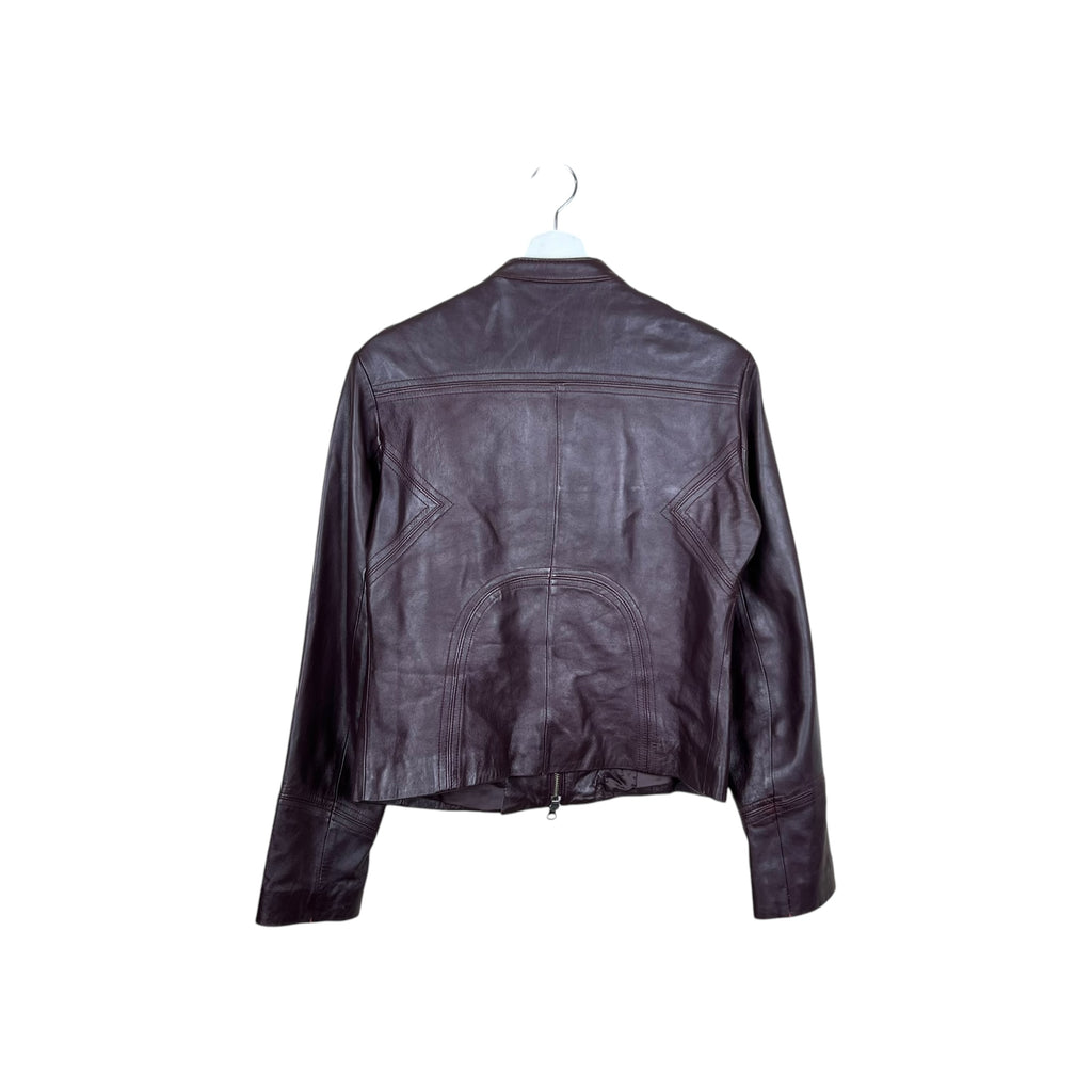 Vintage Danier Women’s Full Zip Cropped Leather Jacket Plum