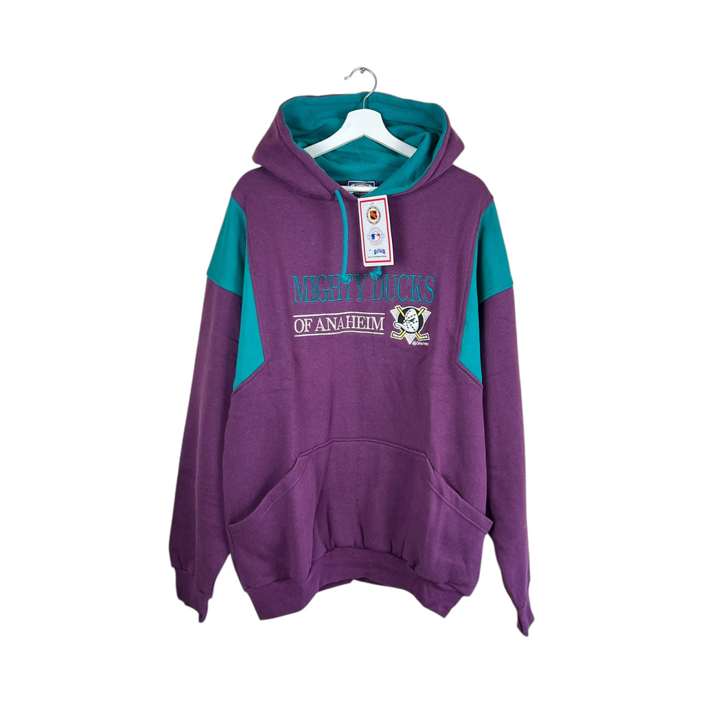 Vintage NHL Anaheim Mighty Ducks Embroidered Hoodie Burgundy/Green
