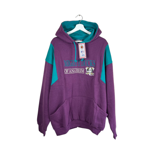 Vintage NHL Anaheim Mighty Ducks Embroidered Hoodie Burgundy/Green