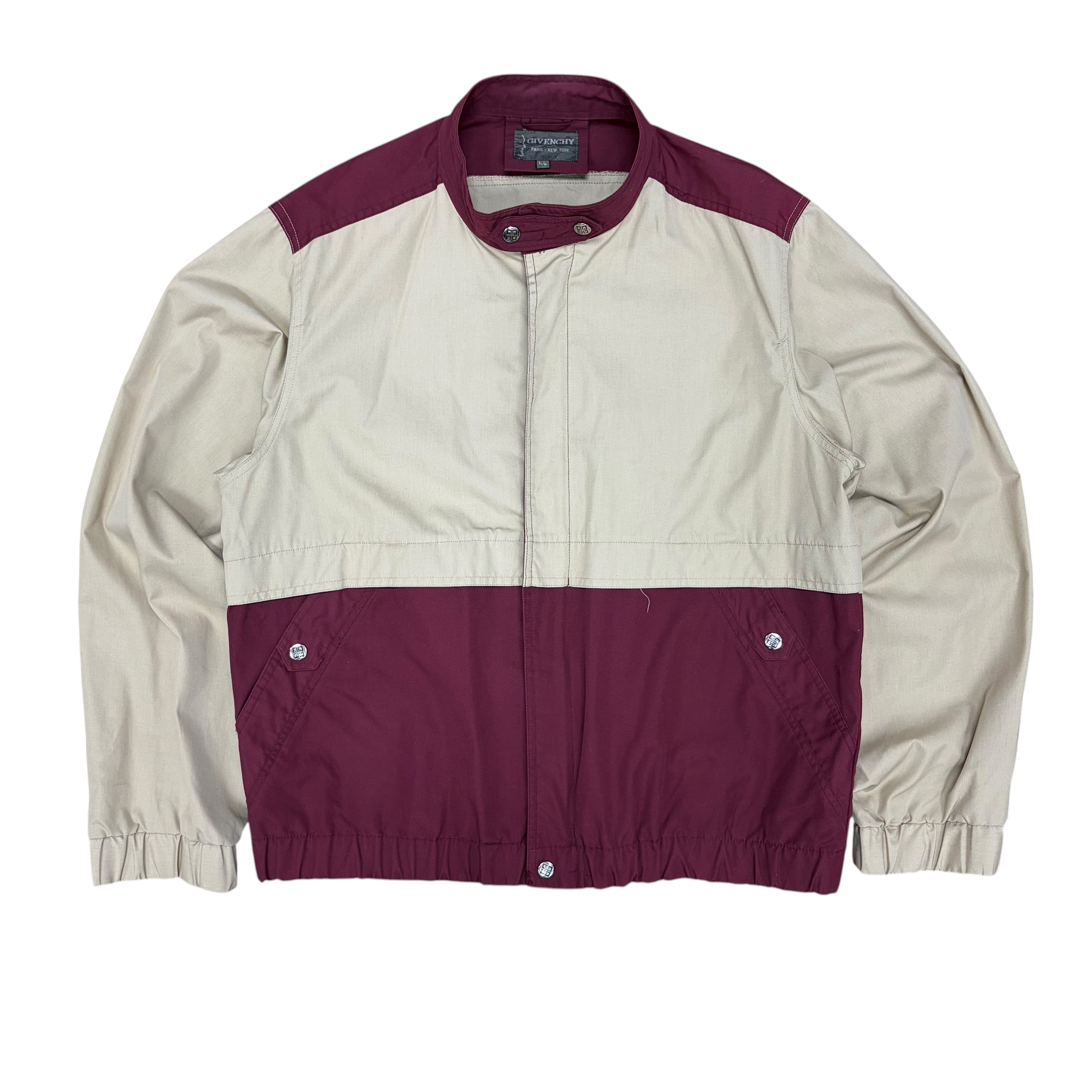1980’s Givenchy Two Tone Full Zip Jacket Burgundy/Cream