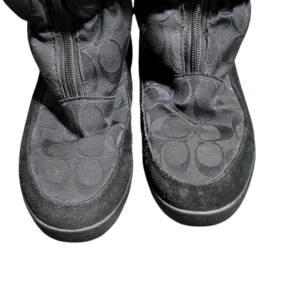 Coach Theona Jacquard Rabbit Fur Winter Boots Black