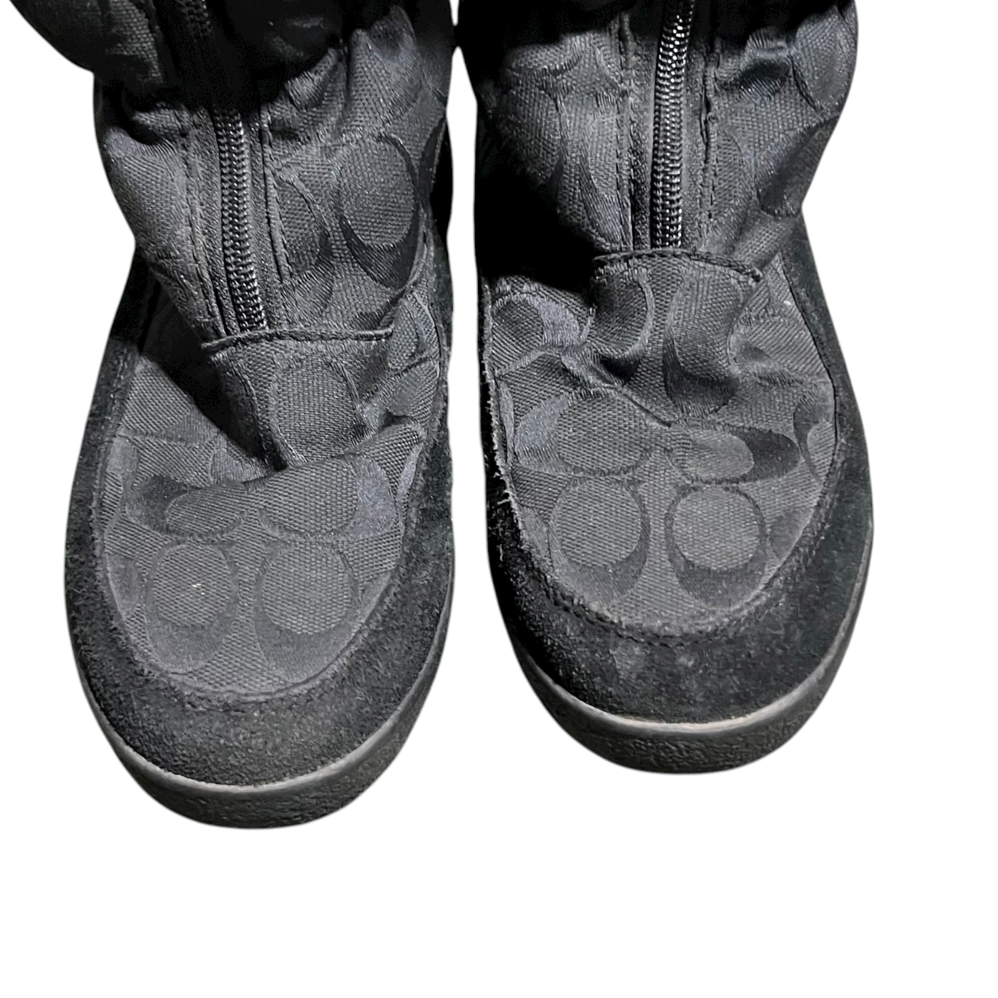 Coach Theona Jacquard Rabbit Fur Winter Boots Black