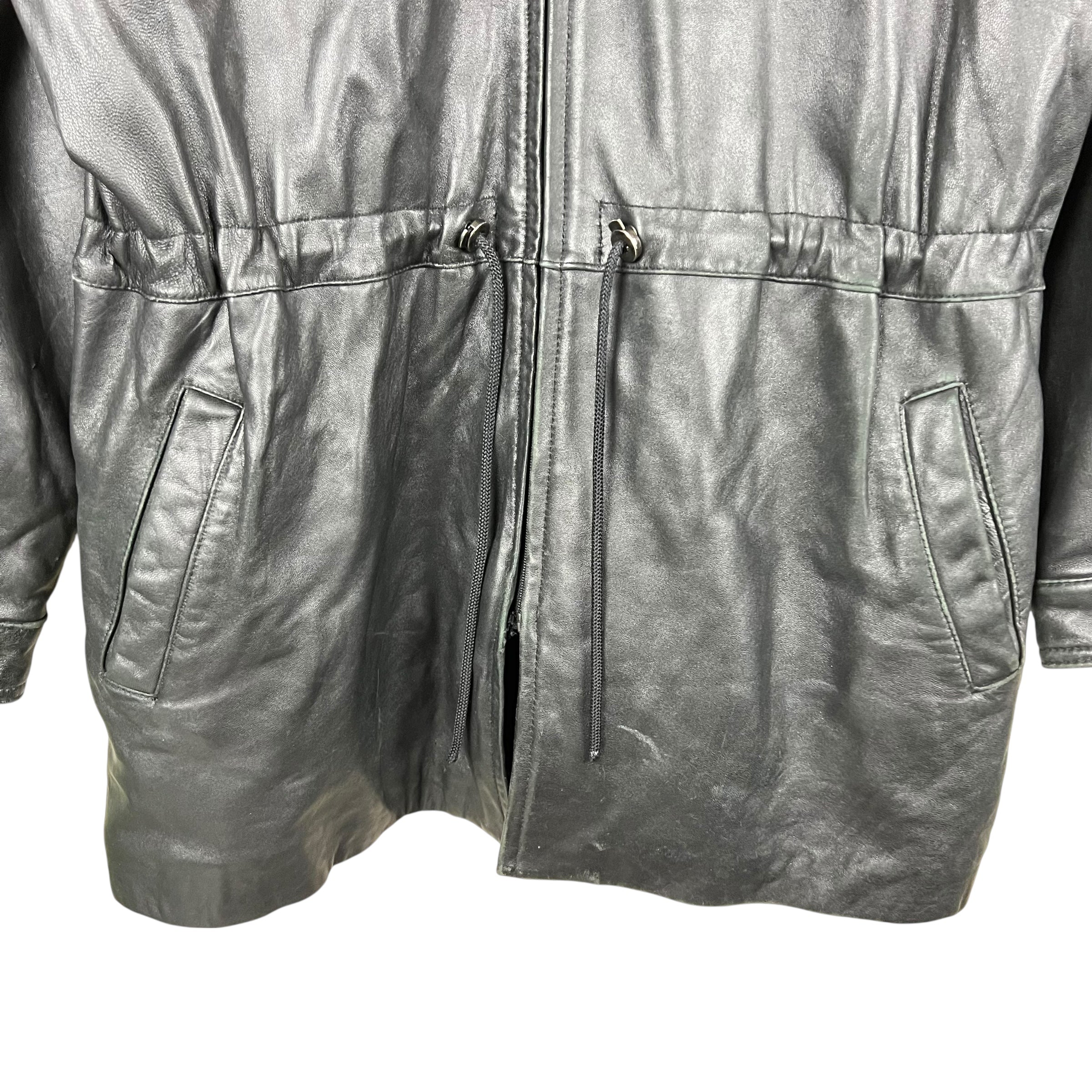Vintage Daniel Women’s Fur Leather Parka Jacket Black