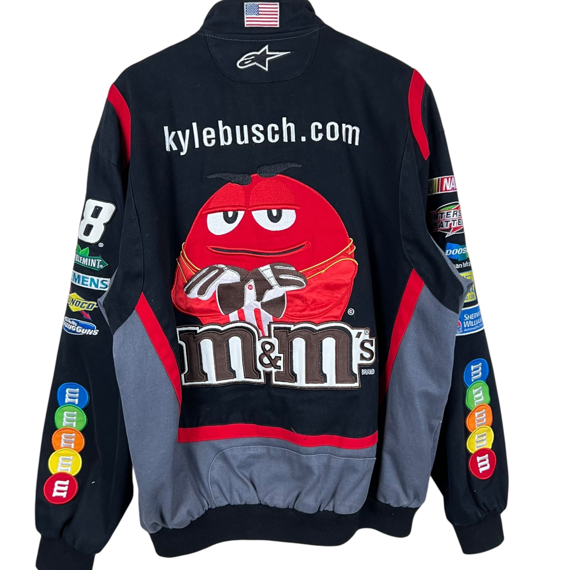 Vintage Jeff Hamilton NASCAR Kyle Busch M&Ms Racing Jacket Black