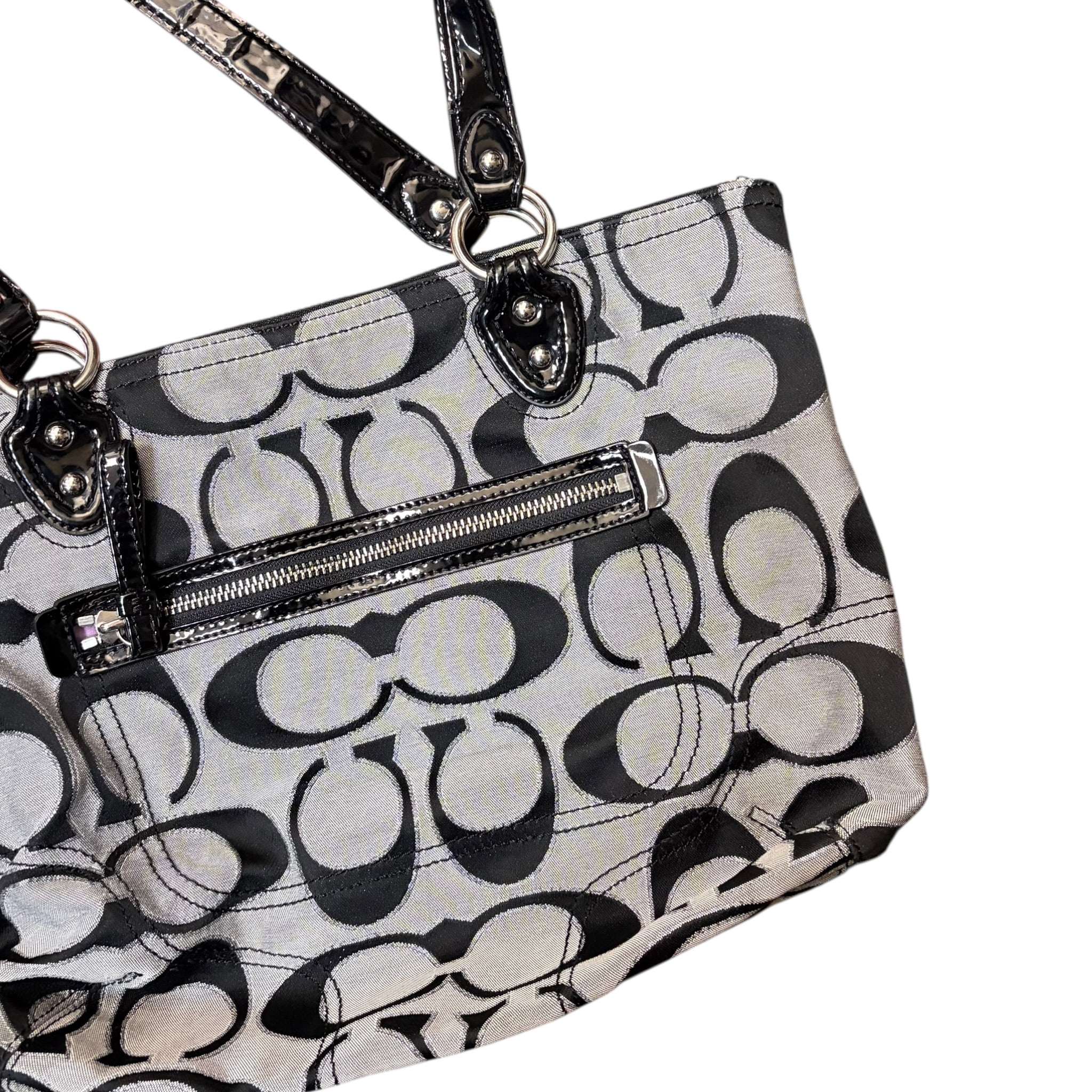 Coach Signature Poppy Metallic Tote Bag